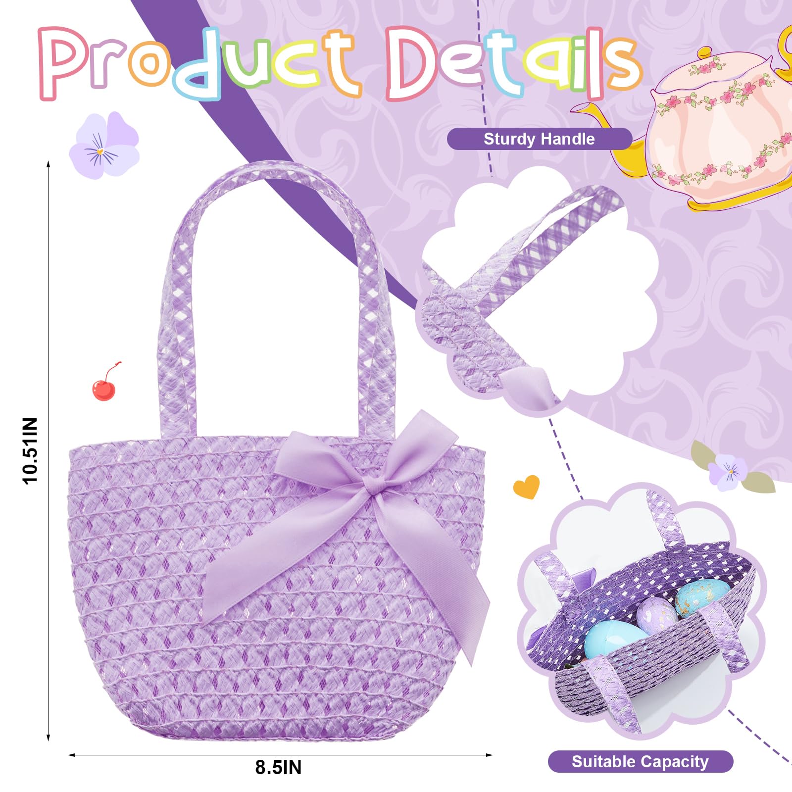 Foto 4 pulgar | Set De Fiesta De Té Zhanmai Para Niñas, Gorros Y Guantes De Pascua - Venta Internacional.