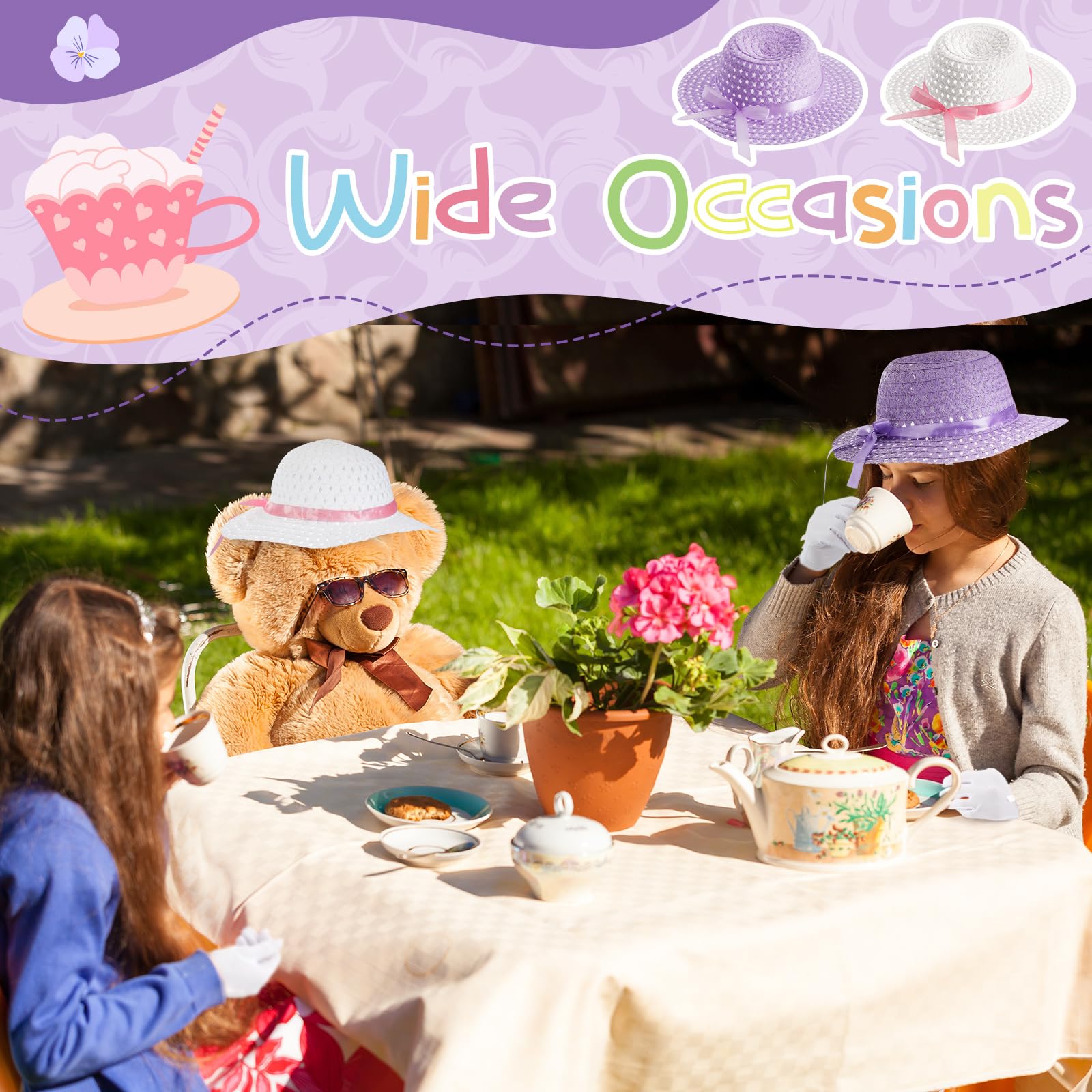 Foto 7 pulgar | Set De Fiesta De Té Zhanmai Para Niñas, Gorros Y Guantes De Pascua - Venta Internacional.