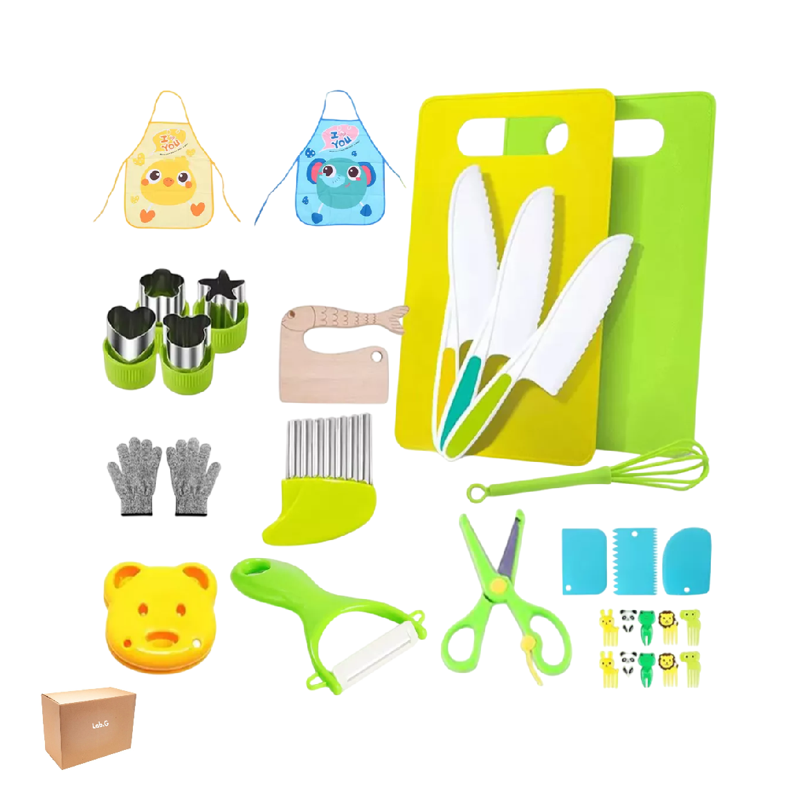Juego de Chef Infantil Lab.g 34 Piezas Verdes