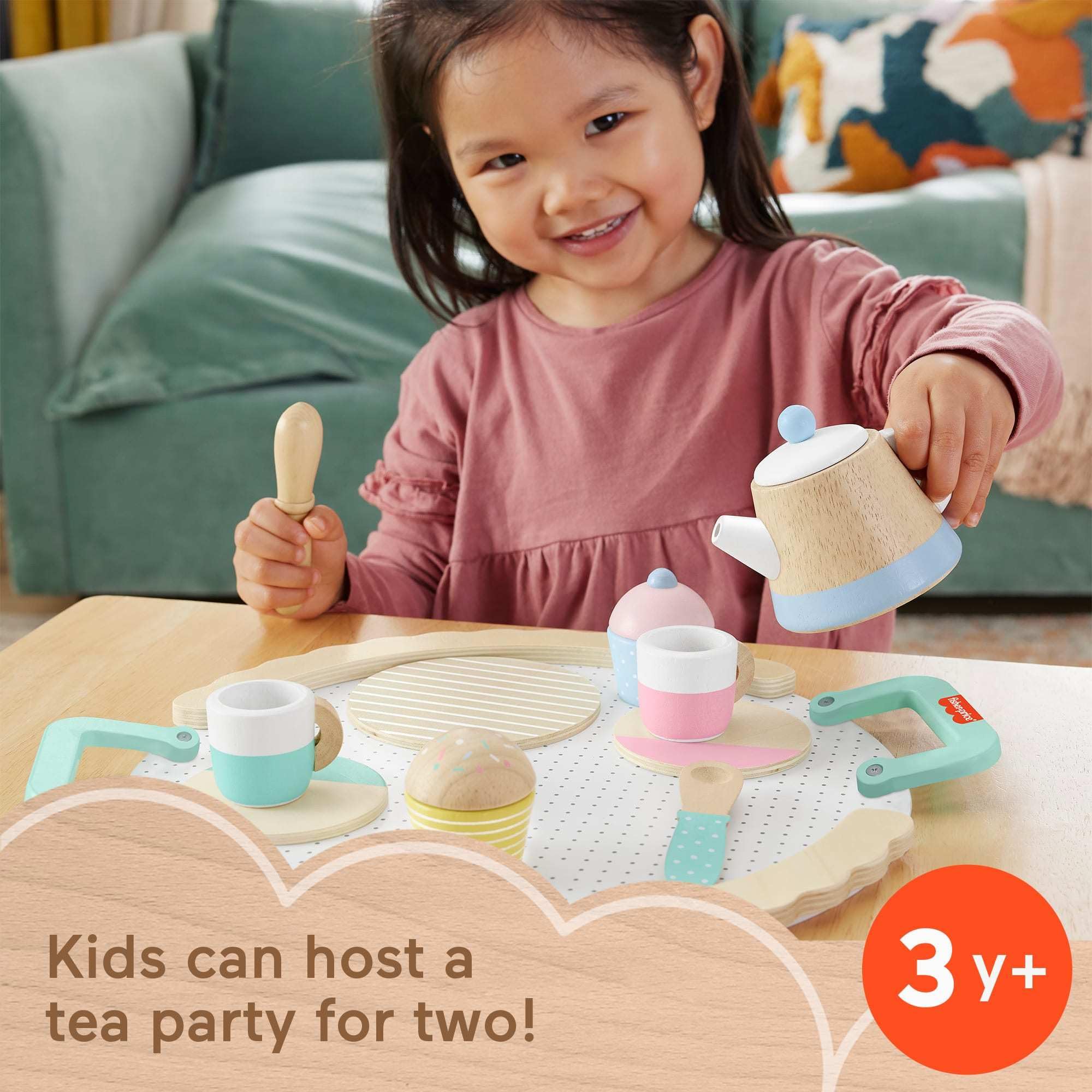 Foto 3 pulgar | Juego De Té De Juguete Fisher-price Wood De 12 Piezas Para Niños De Más De 3 Años - Venta Internacional.