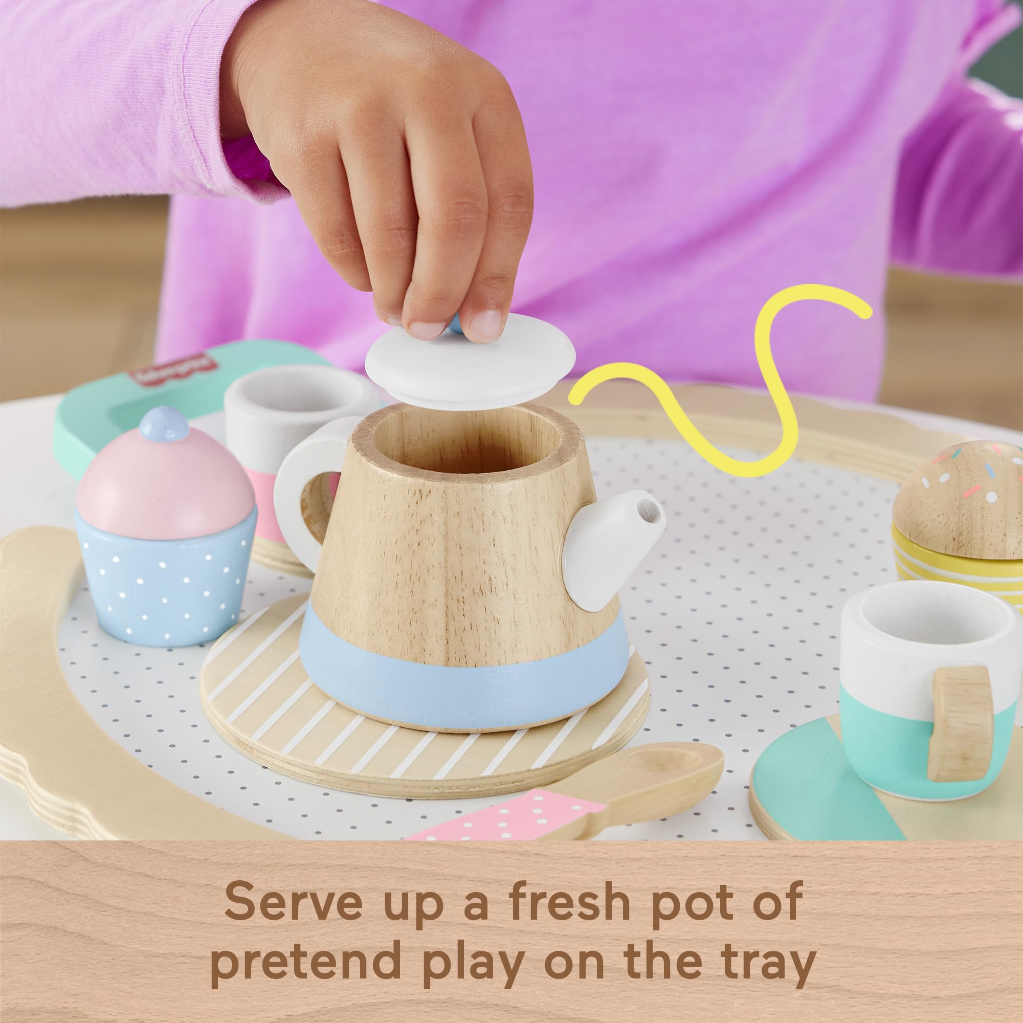 Foto 5 pulgar | Juego De Té De Juguete Fisher-price Wood De 12 Piezas Para Niños De Más De 3 Años - Venta Internacional.