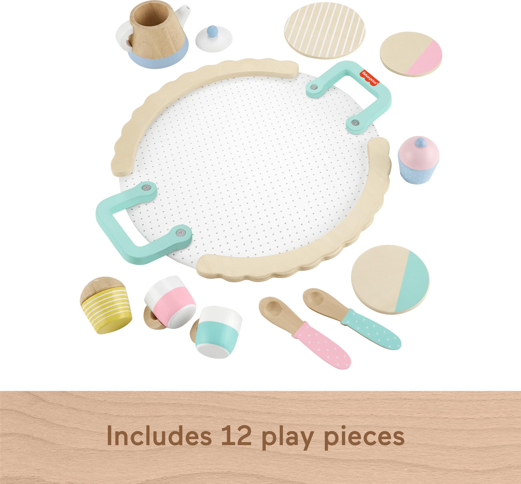 Foto 6 pulgar | Juego De Té De Juguete Fisher-price Wood De 12 Piezas Para Niños De Más De 3 Años - Venta Internacional.