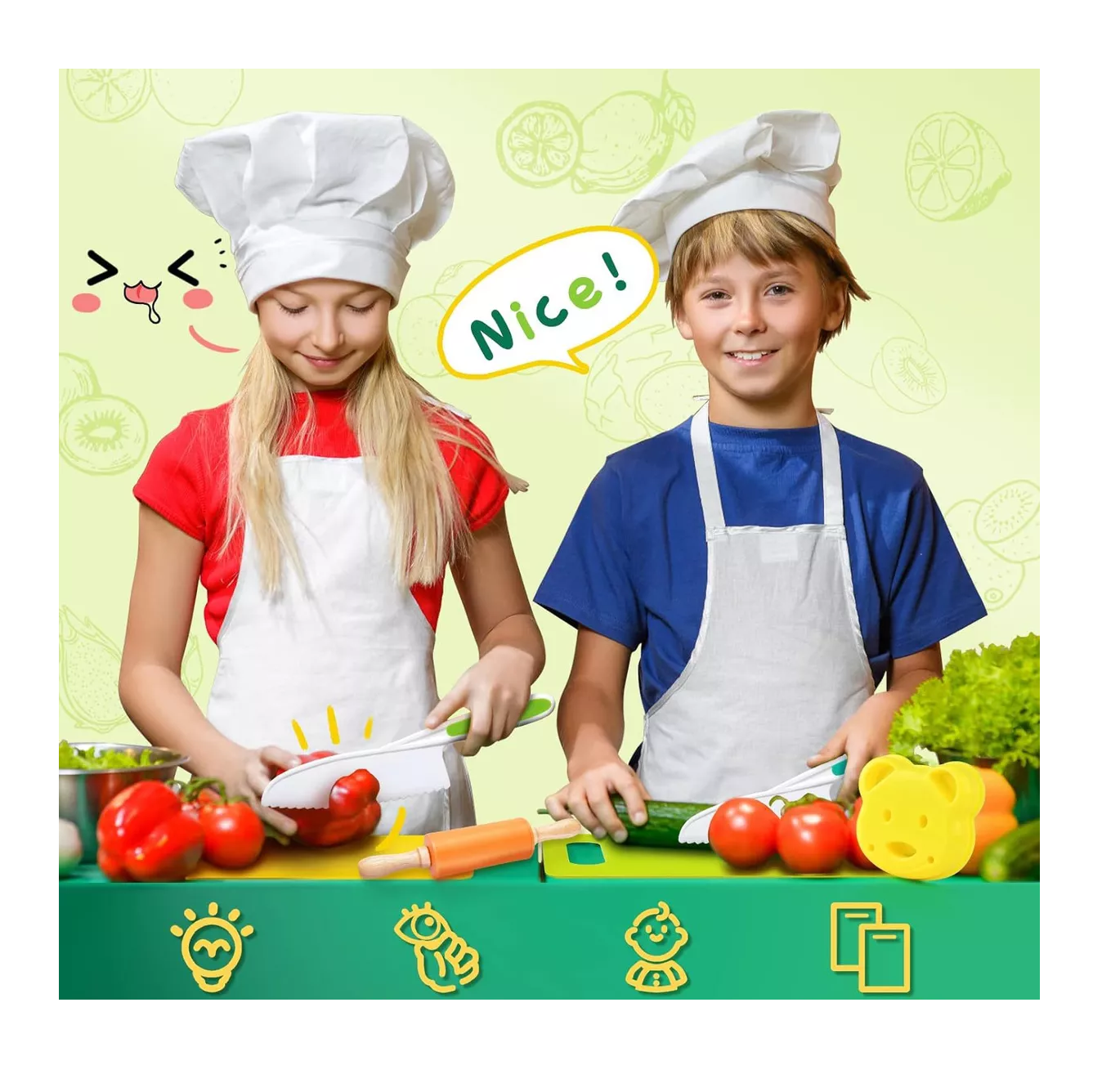Foto 5 pulgar | Juego De Cuchillos De Cocina Seguros Para Niños 34 Pzs Rosa Colores