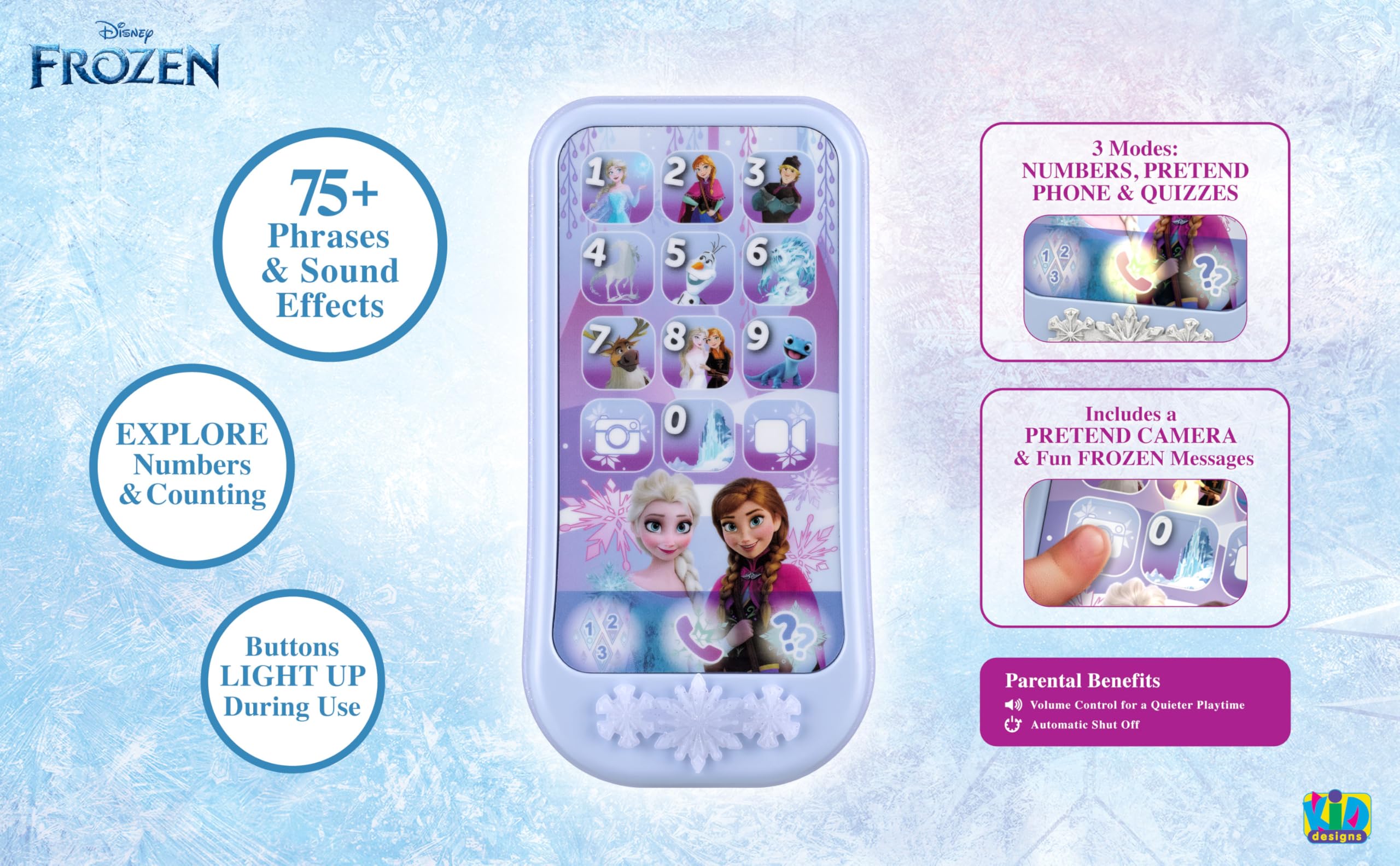 Foto 3 pulgar | Toy Phone Ekids Disney Frozen Para Niños Con Actividades De Aprendizaje - Venta Internacional.