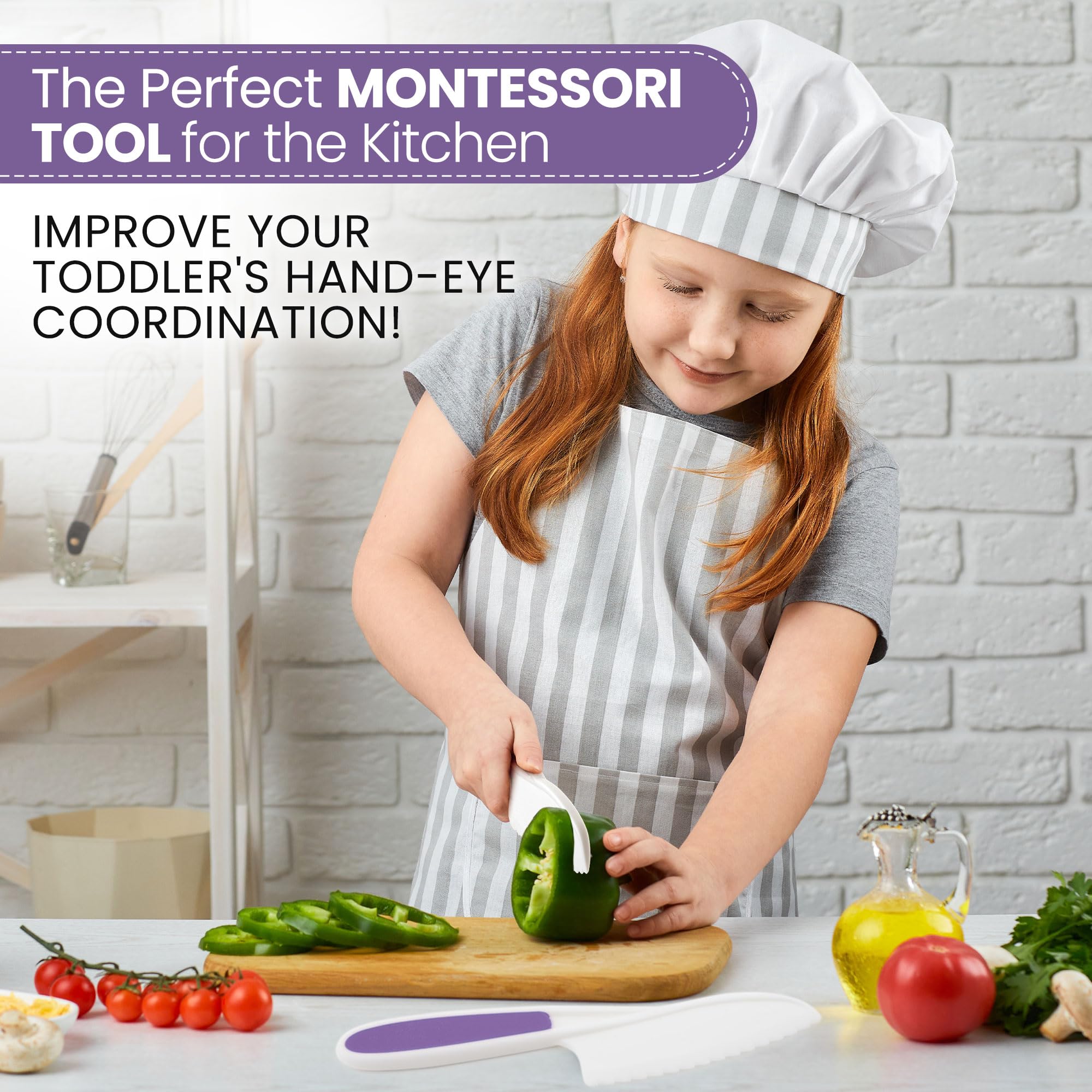 Foto 4 | Juego De Cuchillos Zulay Kids De 3 Piezas Para Cocinar Y Hornear De Verdad, Color Morado - Venta Internacional.