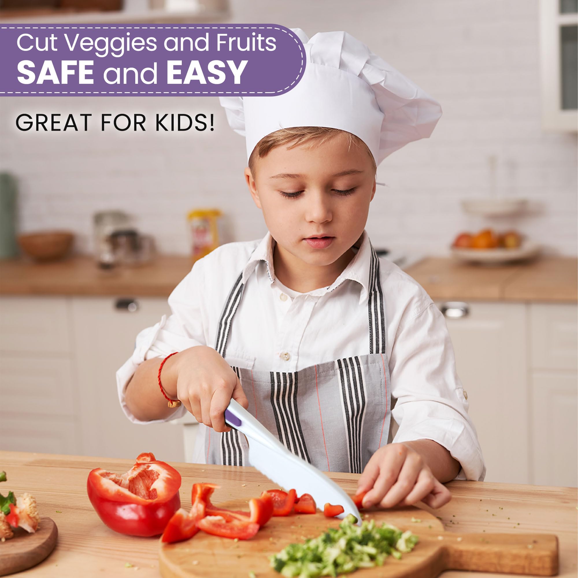 Foto 5 | Juego De Cuchillos Zulay Kids De 3 Piezas Para Cocinar Y Hornear De Verdad, Color Morado - Venta Internacional.
