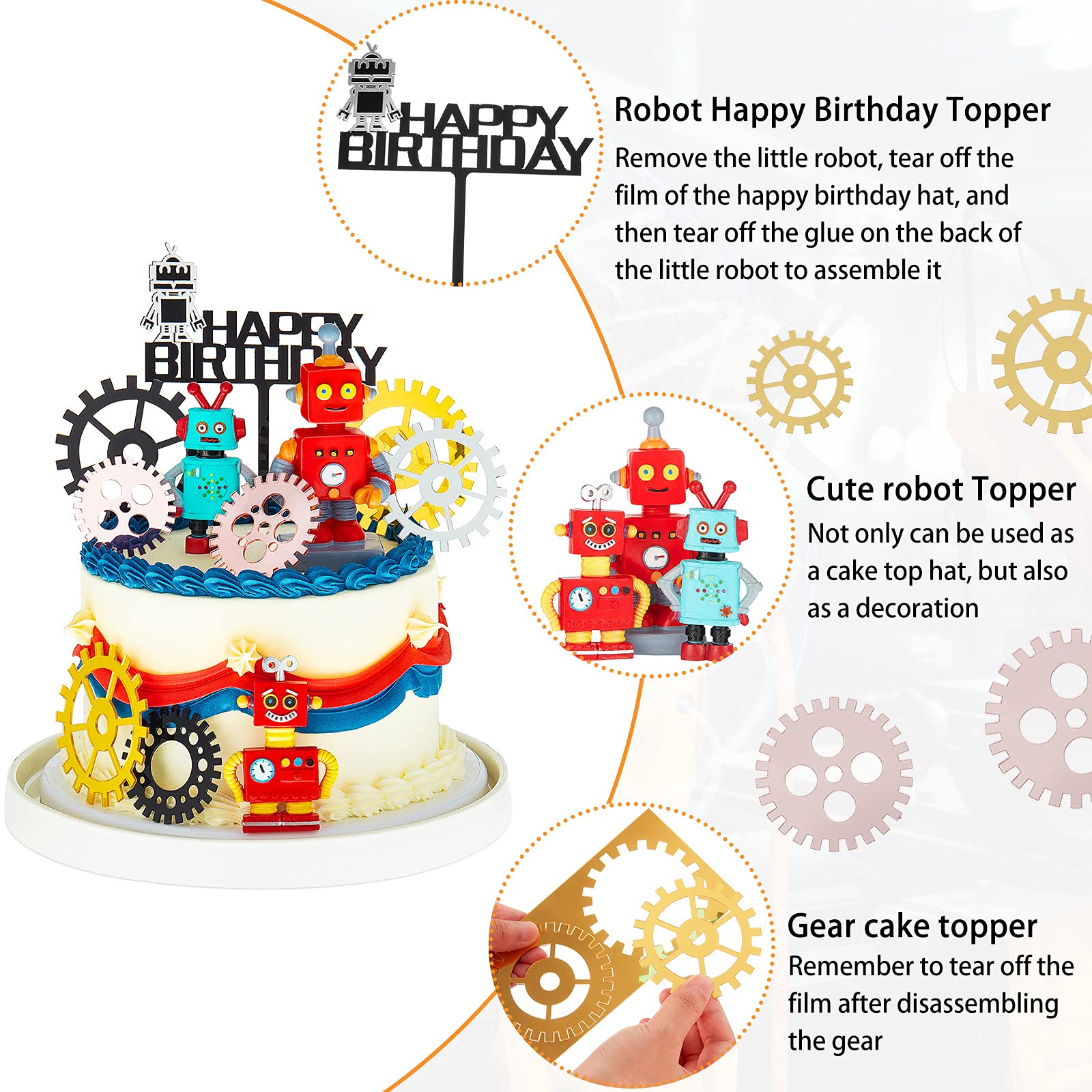 Foto 3 | Adornos Para Tartas Jetec Robot, 11 Piezas, Para Fiesta De Cumpleaños De Niños - Venta Internacional.
