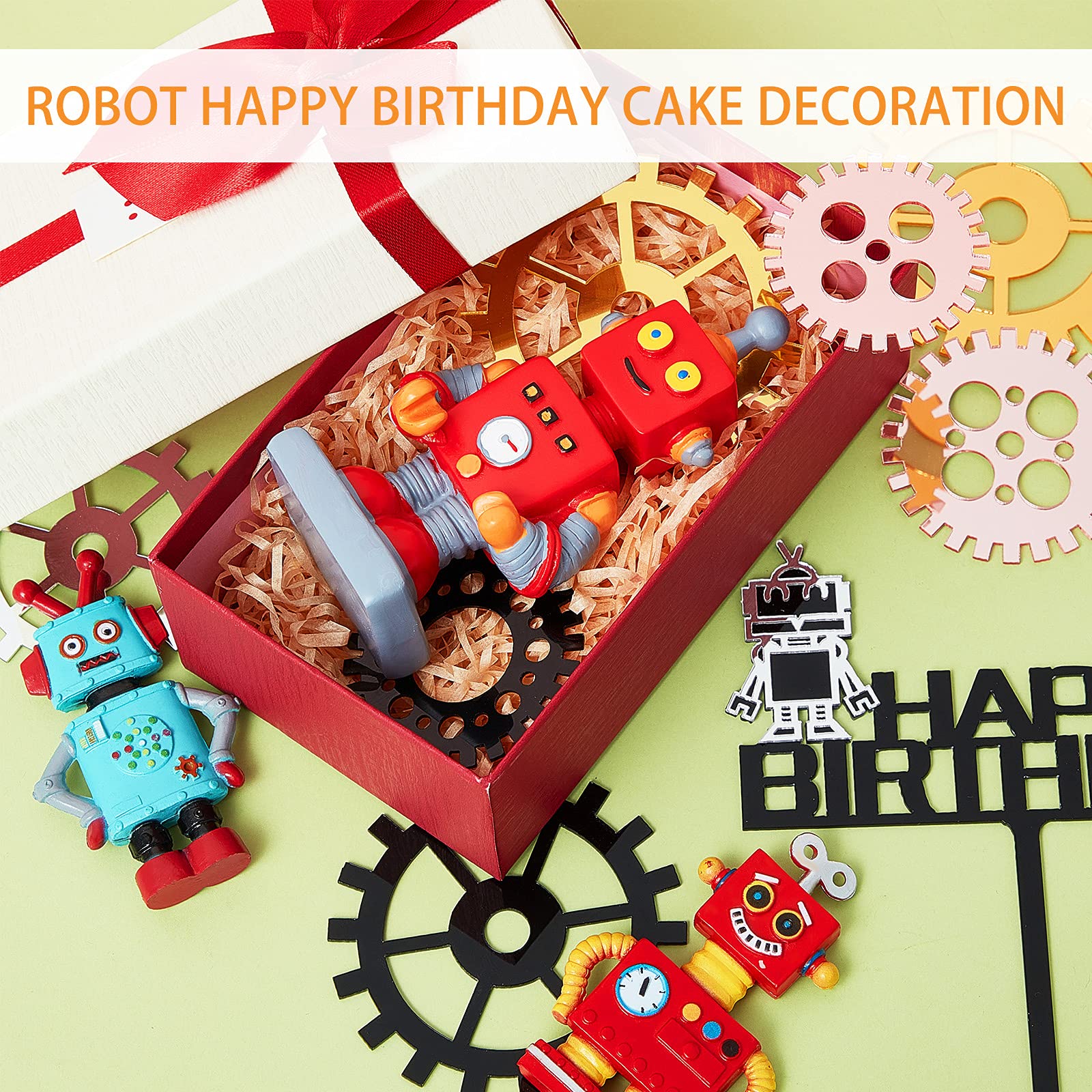 Foto 5 pulgar | Adornos Para Tartas Jetec Robot, 11 Piezas, Para Fiesta De Cumpleaños De Niños - Venta Internacional.