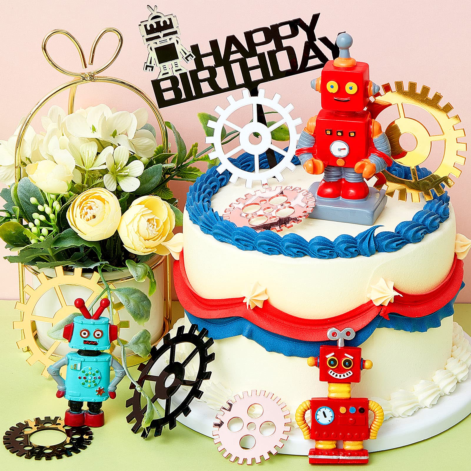 Foto 6 pulgar | Adornos Para Tartas Jetec Robot, 11 Piezas, Para Fiesta De Cumpleaños De Niños - Venta Internacional.