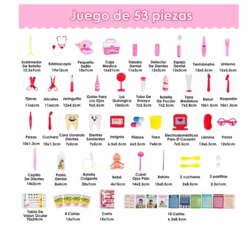 Foto 3 pulgar | Kit Médico De Juguete Para Niños, 53 Pcs