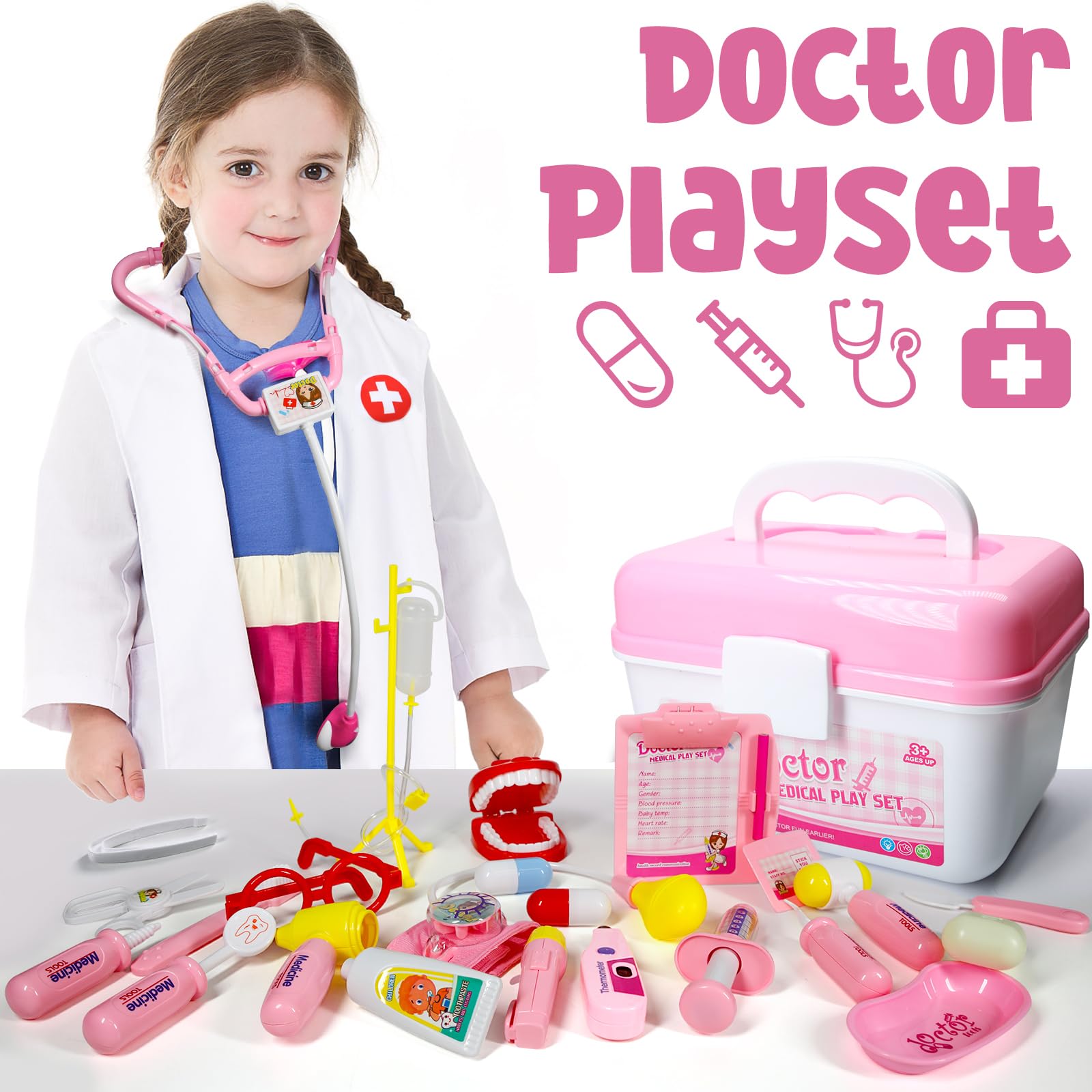 Foto 9 pulgar | Venta Internacional - Kit Médico De Juguete Loyo Para Niños, Juego De Simulación De Médico Con 30 Piezas