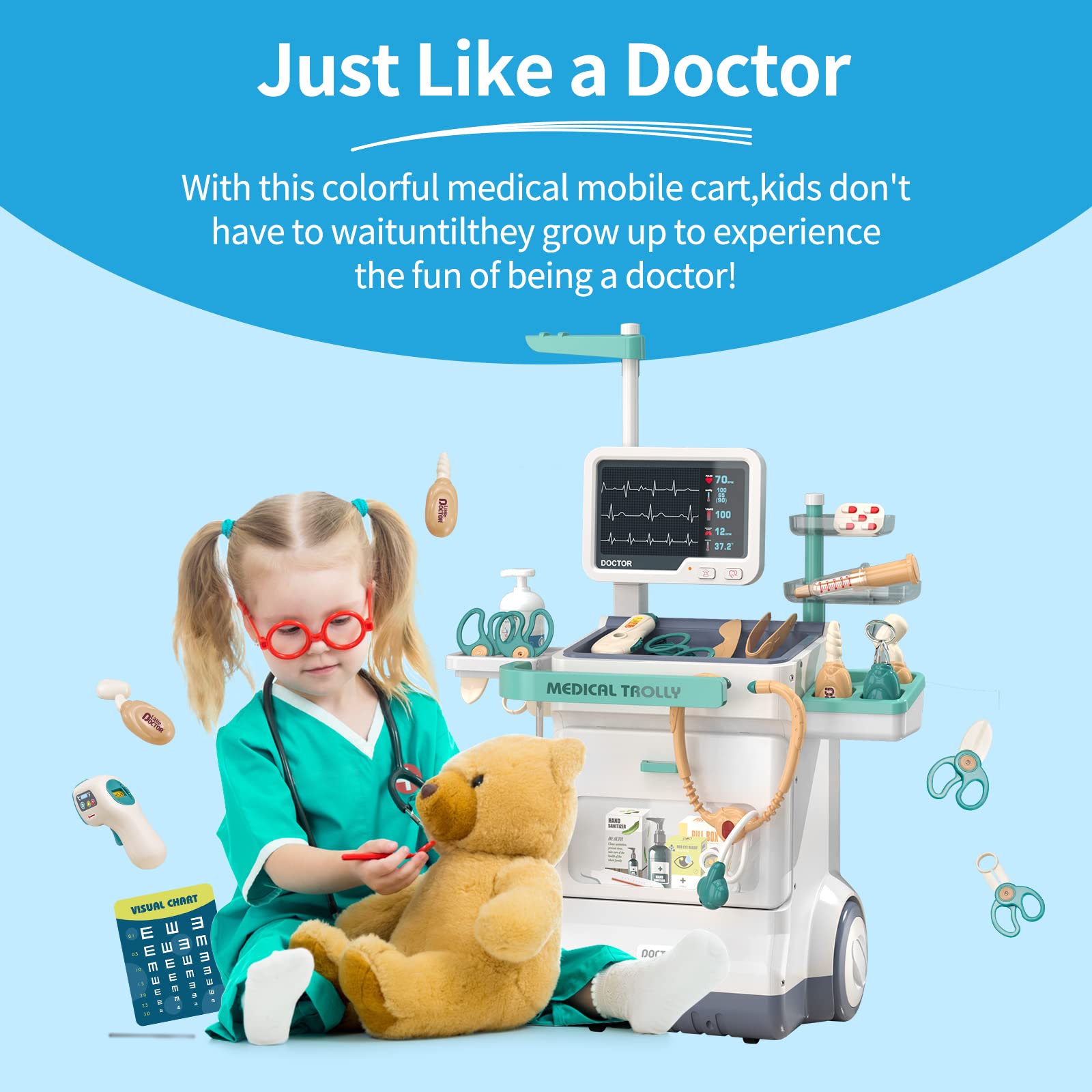 Foto 3 pulgar | Venta Internacional - Juguete Doctor Kit Deejoy Para Niños Con Carrito Médico Y 28 Accesorios