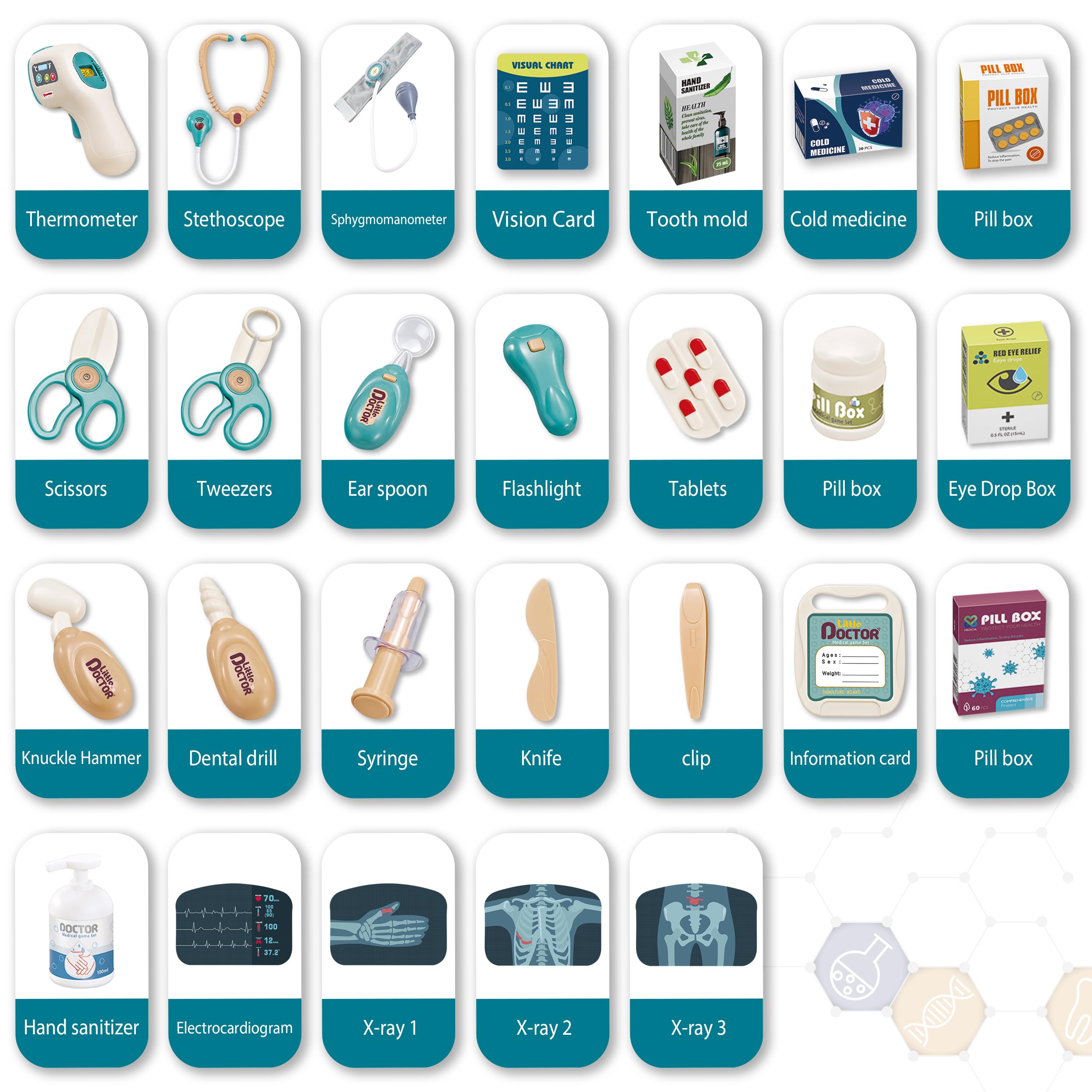 Foto 6 pulgar | Venta Internacional - Doctor Kit Pofjoeq Deluxe, Estación Médica Simulada De 26 Piezas