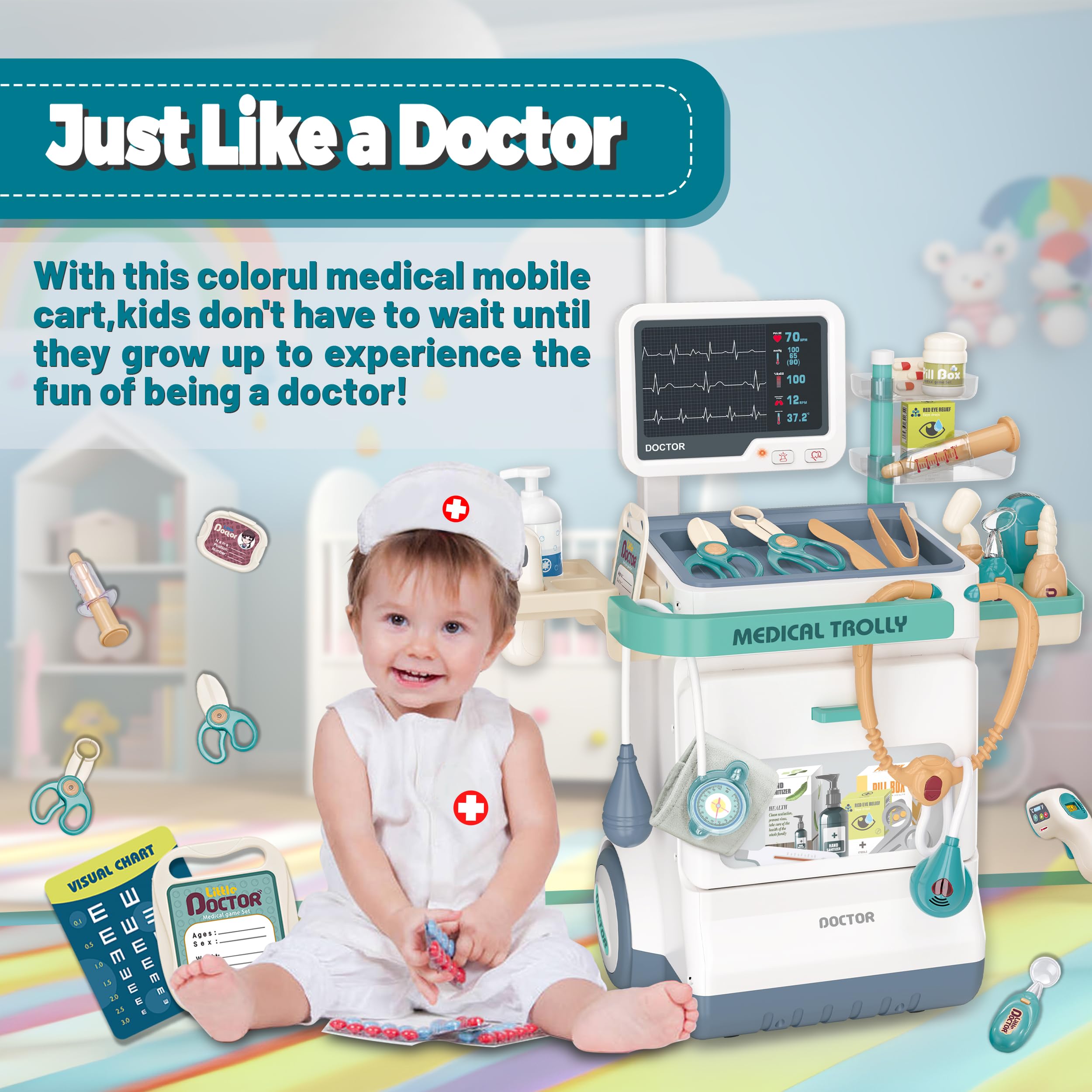 Foto 6 | Venta Internacional - Doctor Kit Pofjoeq Deluxe, Estación Médica Simulada De 26 Piezas