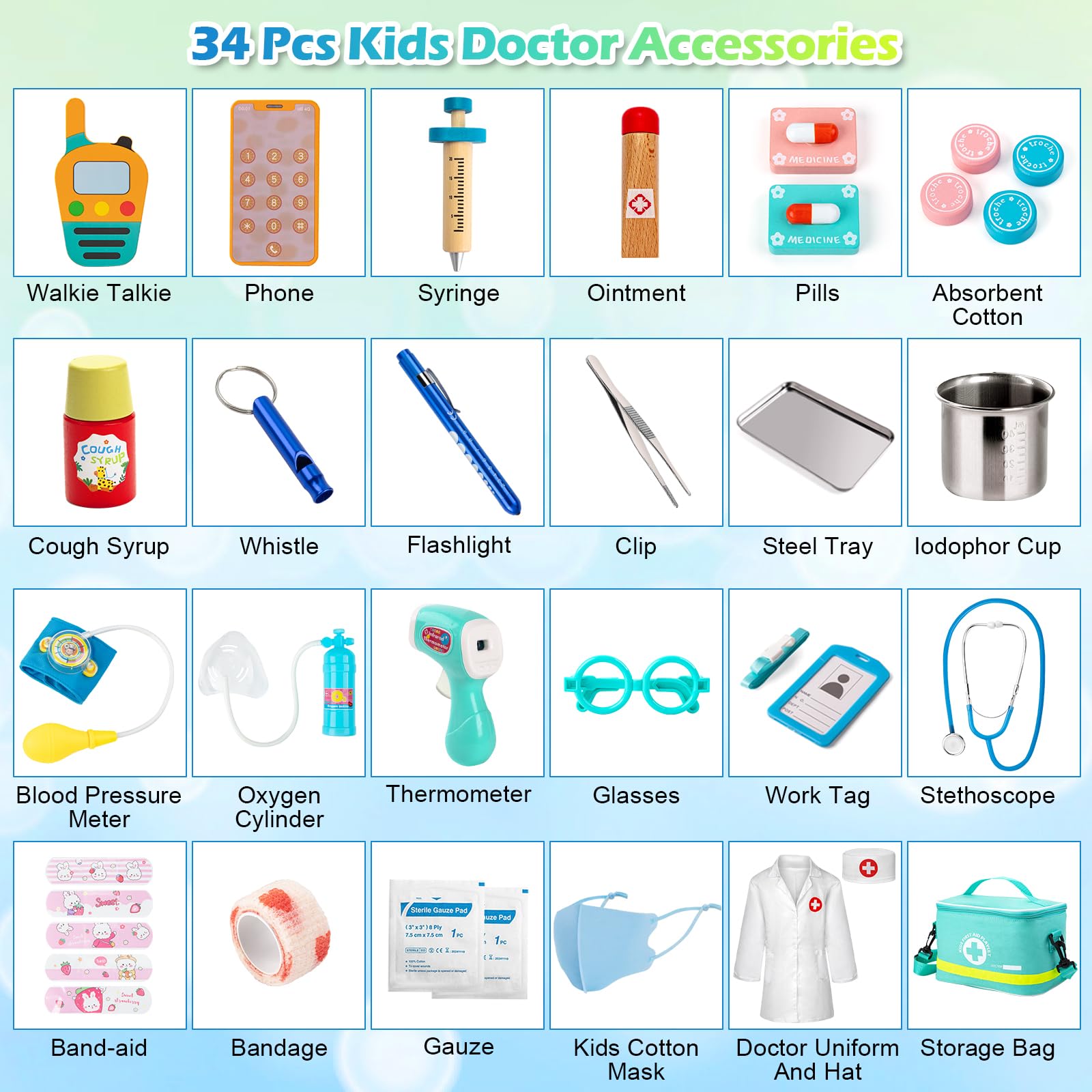 Foto 8 pulgar | Venta Internacional - Kit Médico Sundaymot Para Niños Con Bolsa Médica De 34 Unidades