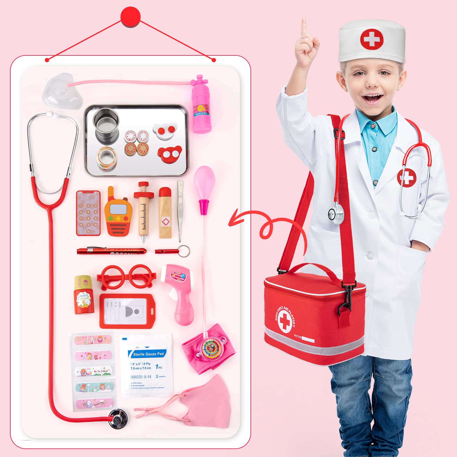 Foto 5 pulgar | Venta Internacional - Kit Médico Efo Shm Para Niños De 3 A 5 Años Con Estetoscopio, 34 Unidades