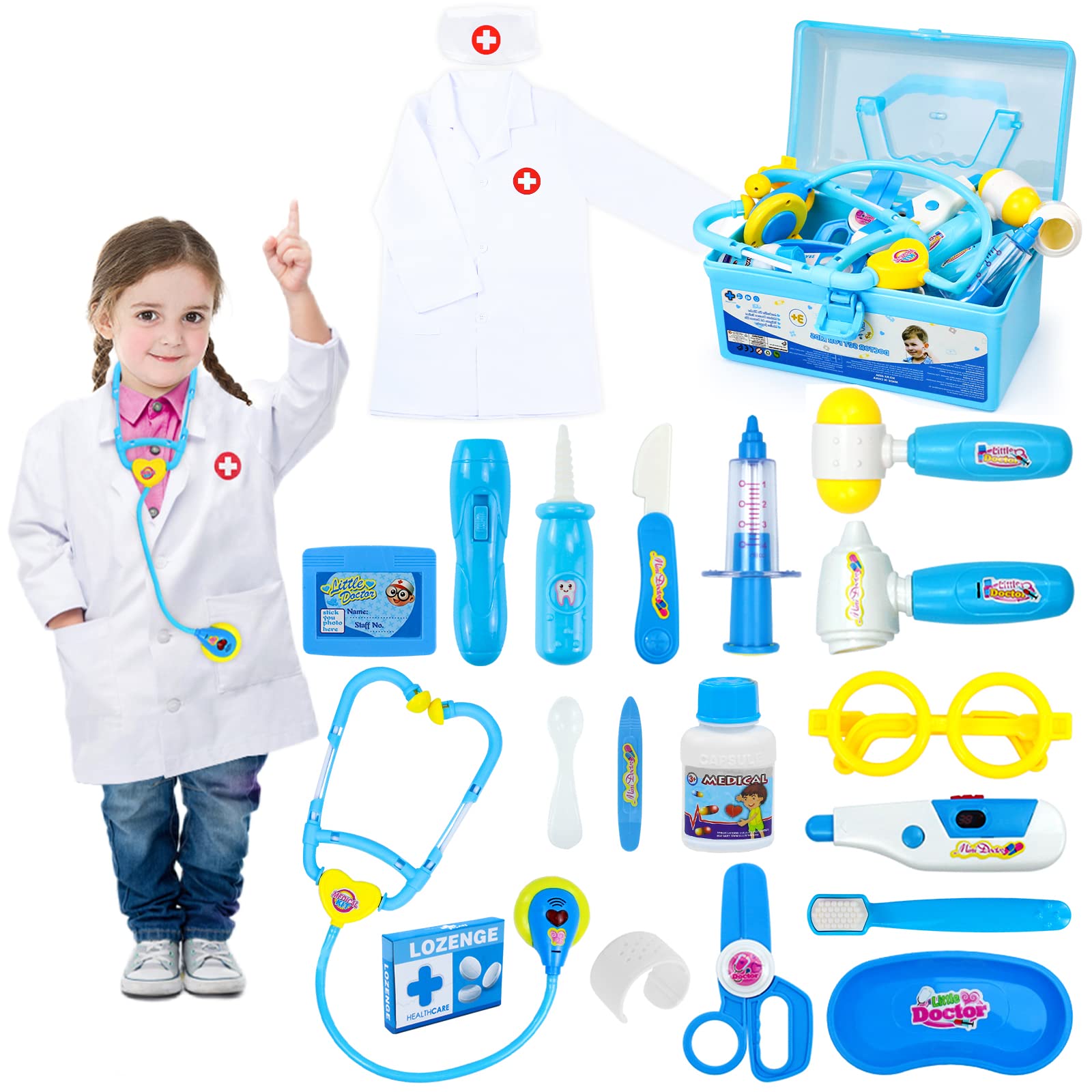 Venta Internacional - Kit Médico Fajiabao Para Niños Pequeños De 3 A 5 Años Con Abrigo Y Funda
