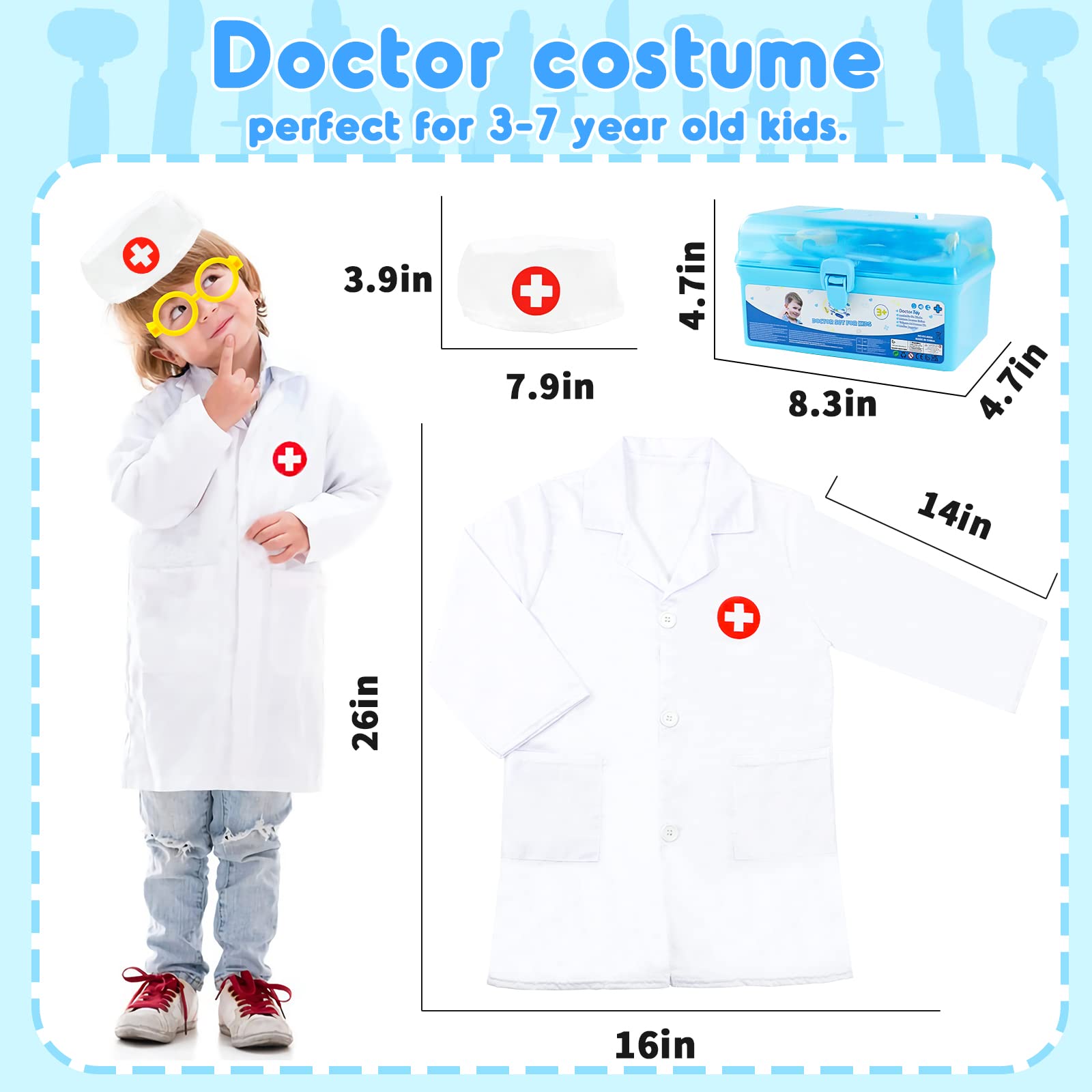 Foto 7 pulgar | Venta Internacional - Kit Médico Fajiabao Para Niños Pequeños De 3 A 5 Años Con Abrigo Y Funda