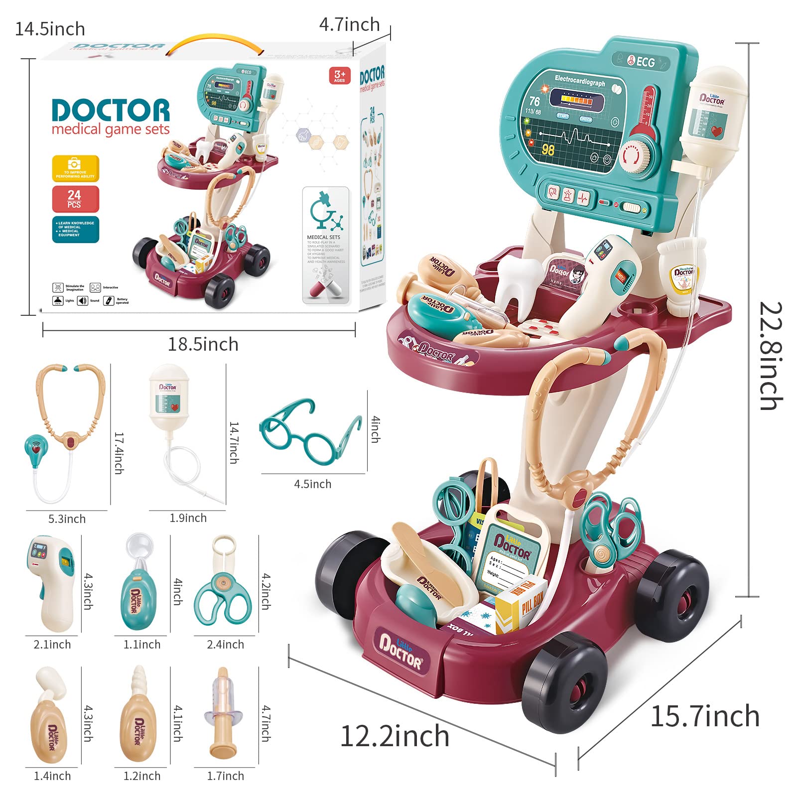 Foto 7 pulgar | Set De Estación Médica Toy Doctor Deejoy Pretend Con 24 Unidades - Venta Internacional.