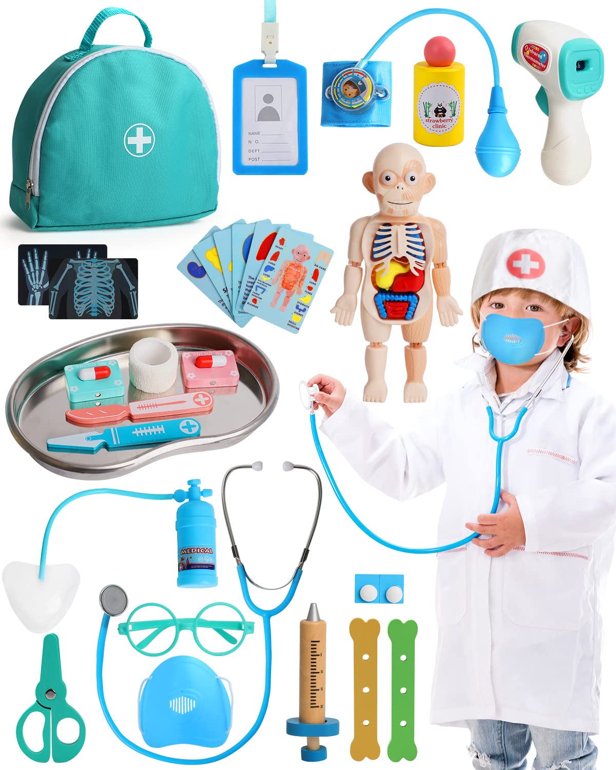 Kit Médico Lehoo Castle Realistic De Madera, 36 Unidades, Para Niños De 3 A 5 Años - Venta Internacional.