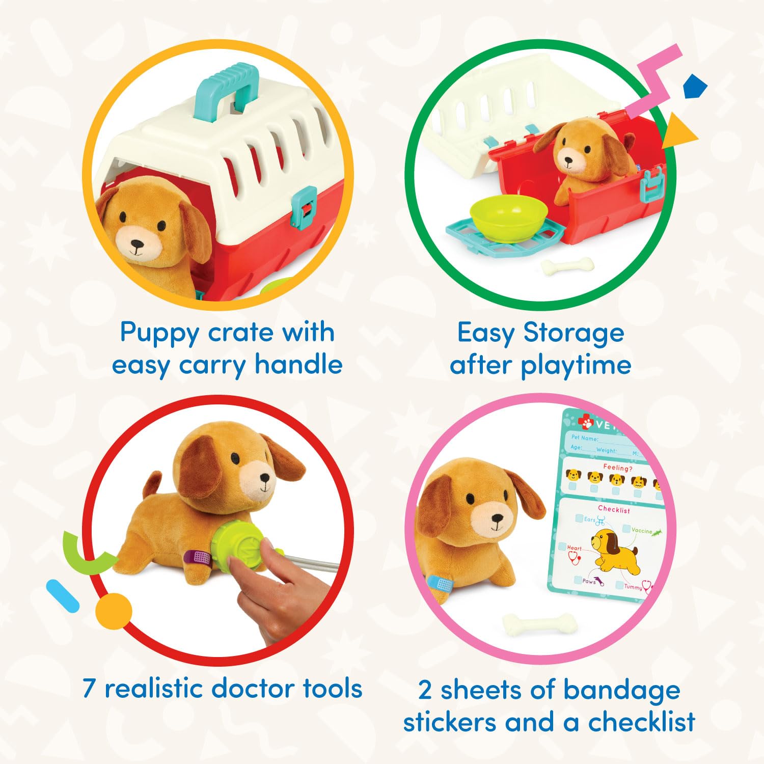Foto 5 pulgar | Mini Veterinario Battat De Vet Playset Con Perro De Peluche Y Transportín De Más De 2 Años - Venta Internacional.