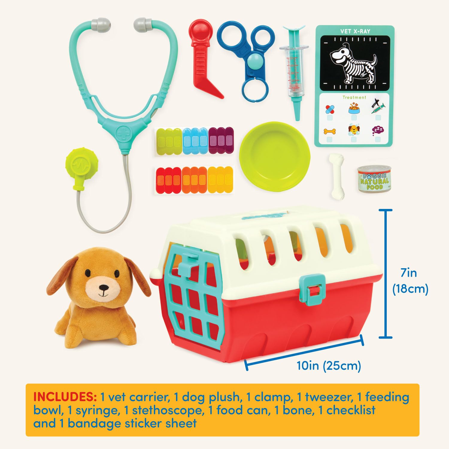 Foto 6 pulgar | Mini Veterinario Battat De Vet Playset Con Perro De Peluche Y Transportín De Más De 2 Años - Venta Internacional.