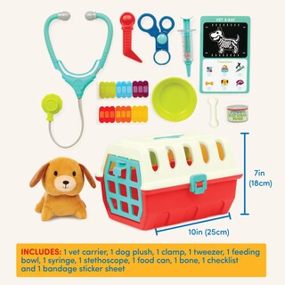 Foto 5 | Mini Veterinario Battat De Vet Playset Con Perro De Peluche Y Transportín De Más De 2 Años - Venta Internacional.