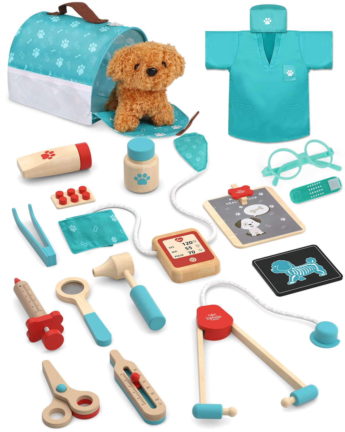 Set De Juego Doctor Kit Lehoo Castle Vet Con Bolsa Para Perros Para Niños De 3 A 8 Años - Venta Internacional.