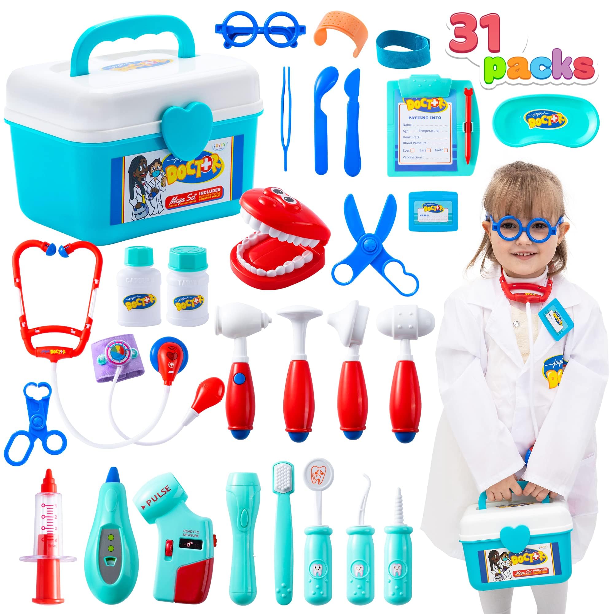 Kit Médico Joyin 31 Piezas Para Niños Con Estetoscopio Electrónico 3+ - Venta Internacional.