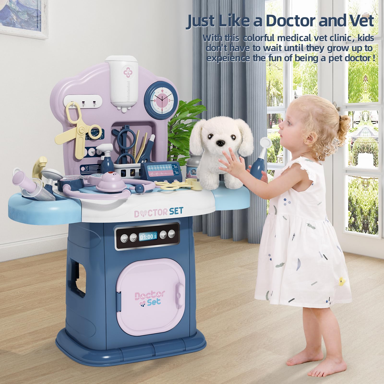 Foto 2 | Juguete Doctor Kit Jovow Para Niños Con Muñeco De Perro, Estetoscopio, 26 Unidades - Venta Internacional.