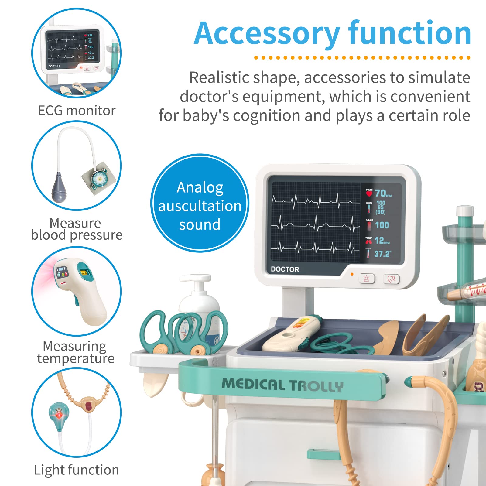 Foto 6 pulgar | Kit Médico Jovow Para Niños, Pretend Medical Station, 26 Unidades De 3 A 5 - Venta Internacional.