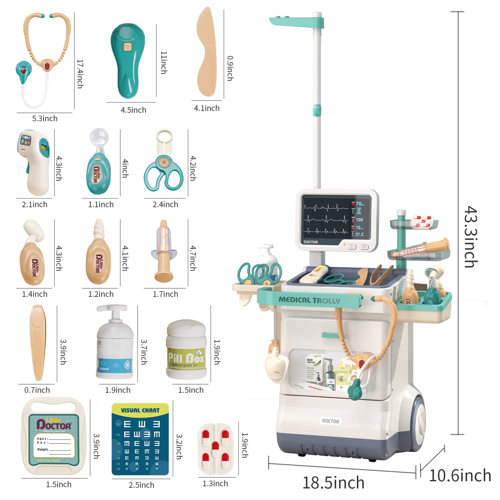 Foto 8 pulgar | Kit Médico Jovow Para Niños, Pretend Medical Station, 26 Unidades De 3 A 5 - Venta Internacional.