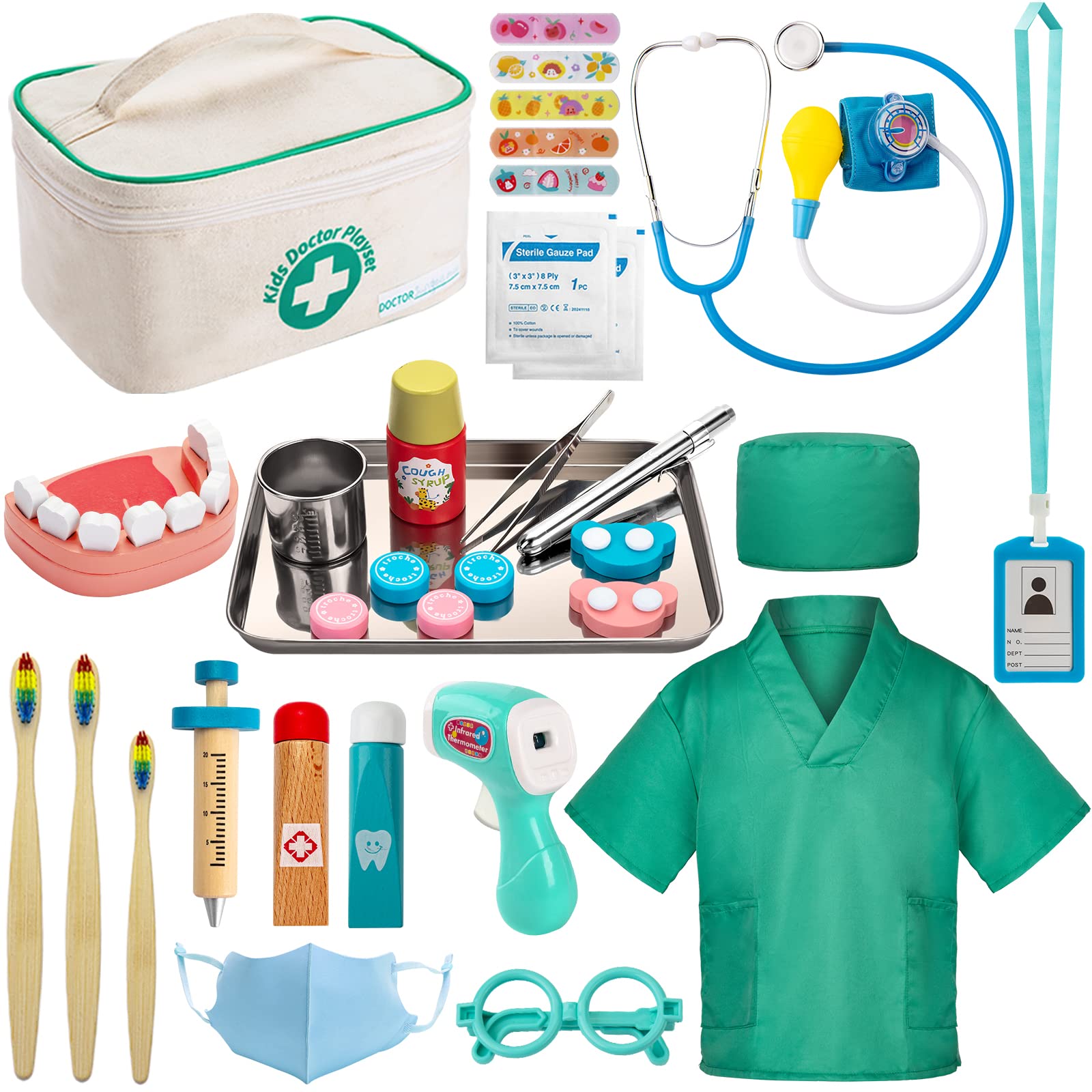 Doctor Kit Juboury, 34 Piezas, Juguete Médico Con Estetoscopio Para Niños - Venta Internacional.