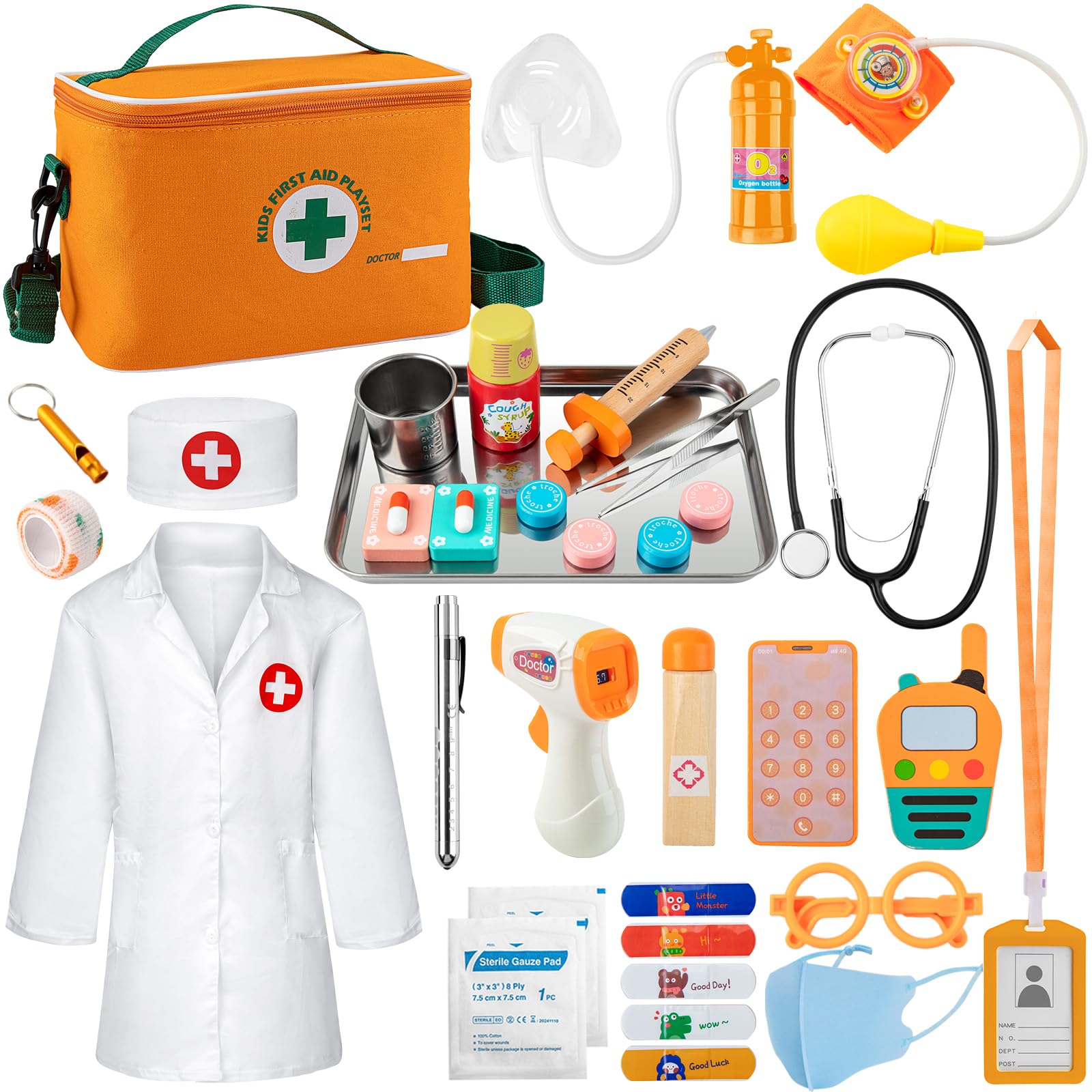 Kit Médico Efo Shm Para Niños De 3 A 5 Años Con Estetoscopio, 34 Unidades - Venta Internacional.