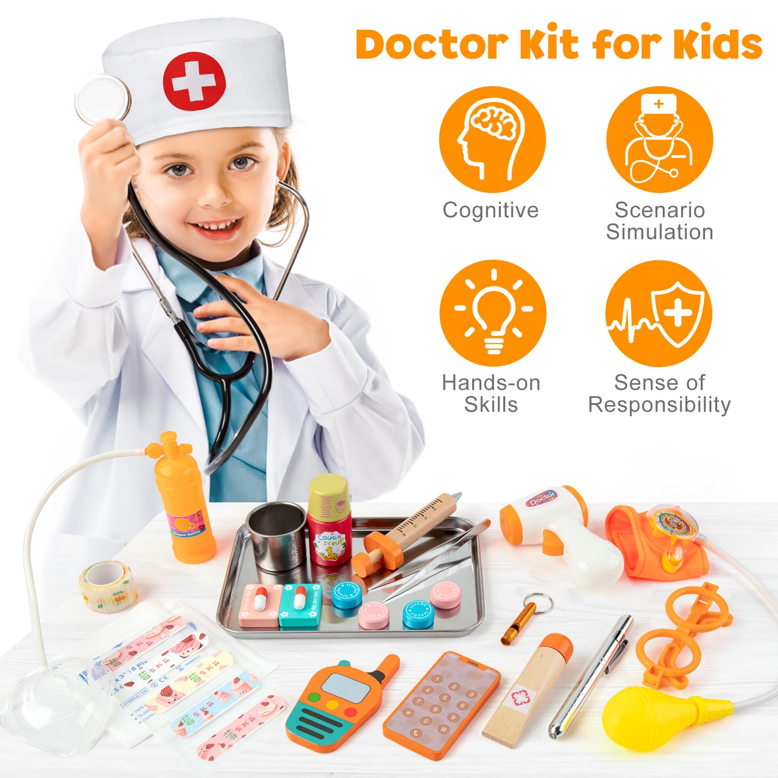 Foto 3 pulgar | Kit Médico Efo Shm Para Niños De 3 A 5 Años Con Estetoscopio, 34 Unidades - Venta Internacional.