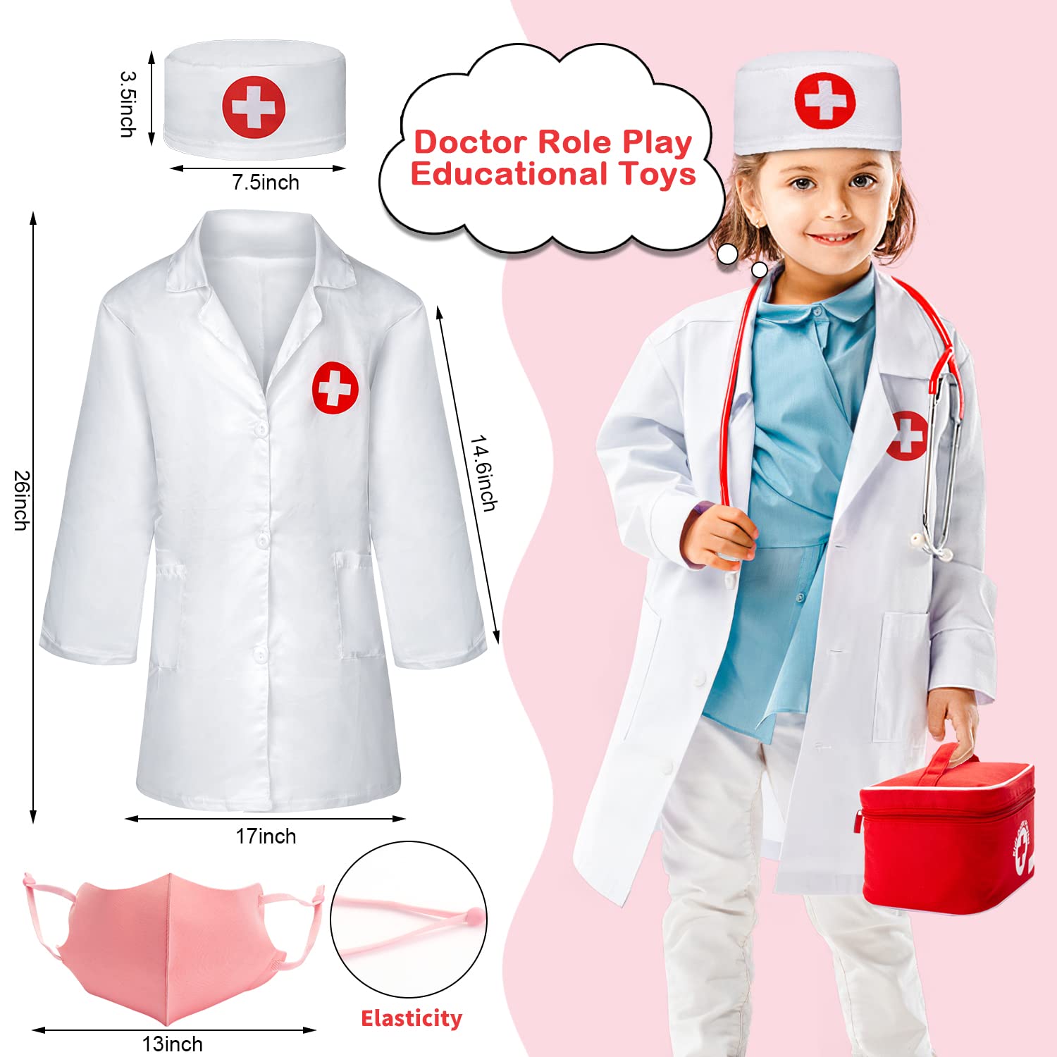 Foto 3 | Kit Médico Kodatek Para Niños Con Disfraz De Médico Y 34 Accesorios - Venta Internacional.