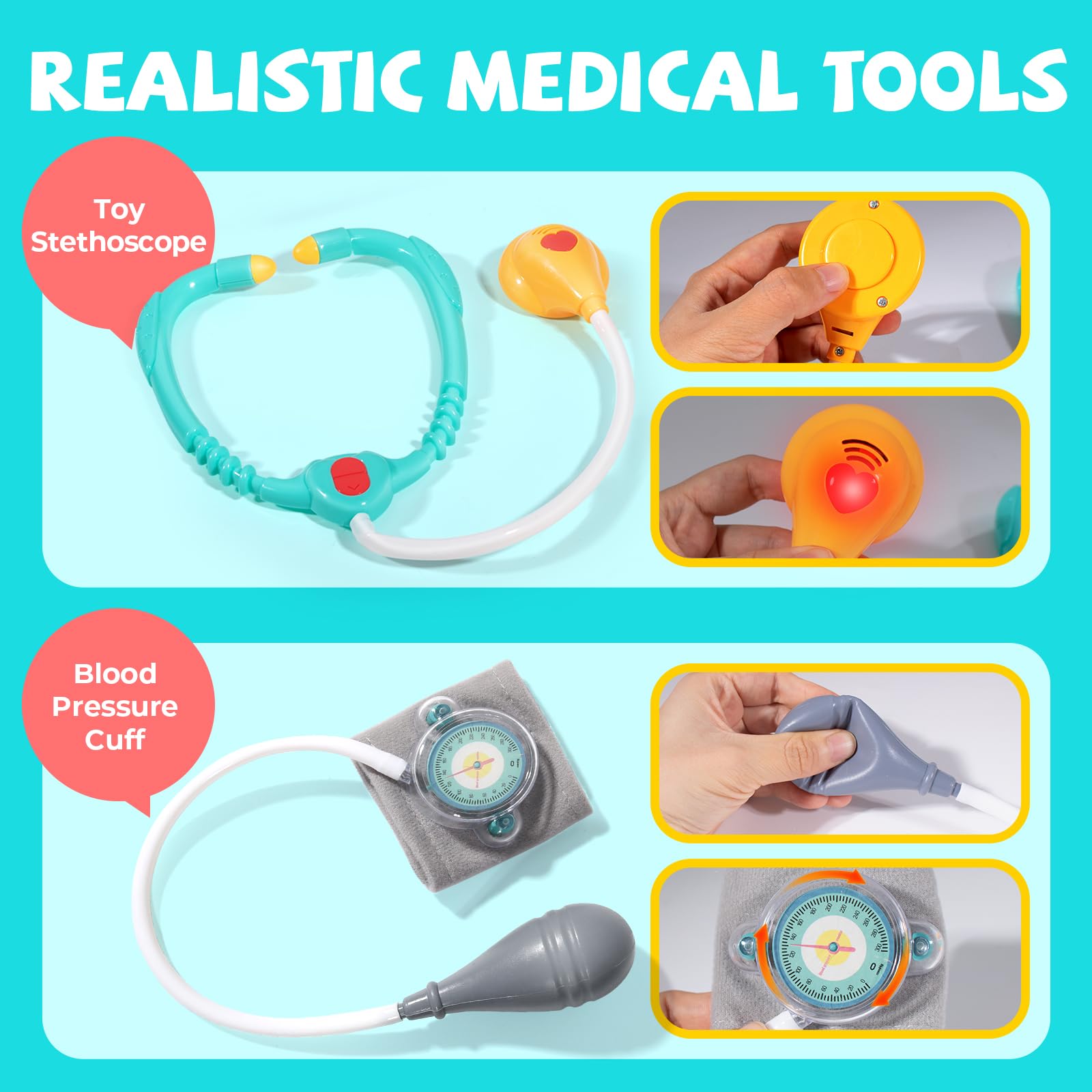 Foto 5 pulgar | Kit Médico Uloveme Para Niños De 3 A 5 Años Con Estetoscopio Y Bolsa - Venta Internacional.