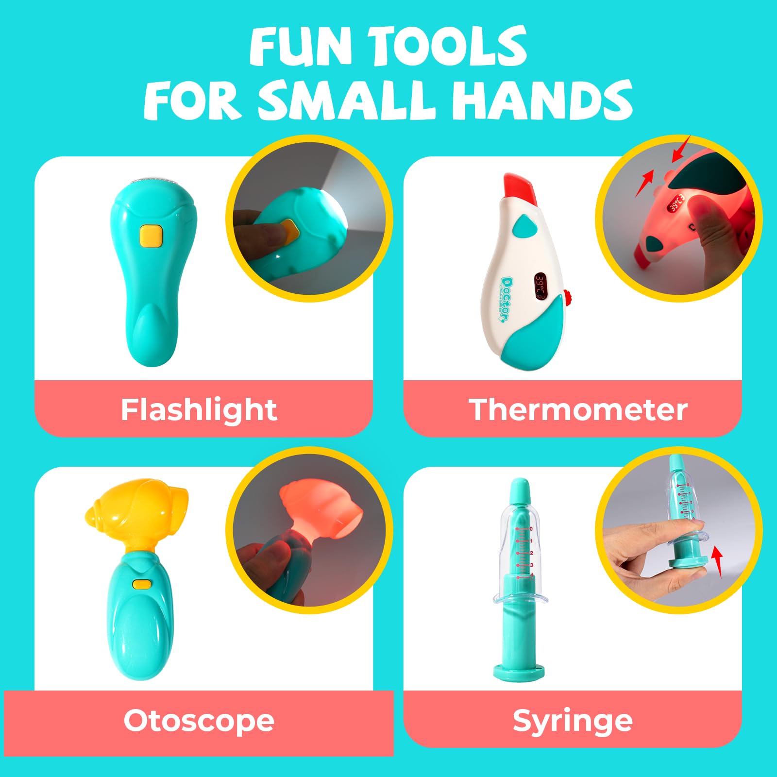 Foto 6 pulgar | Kit Médico Uloveme Para Niños De 3 A 5 Años Con Estetoscopio Y Bolsa - Venta Internacional.