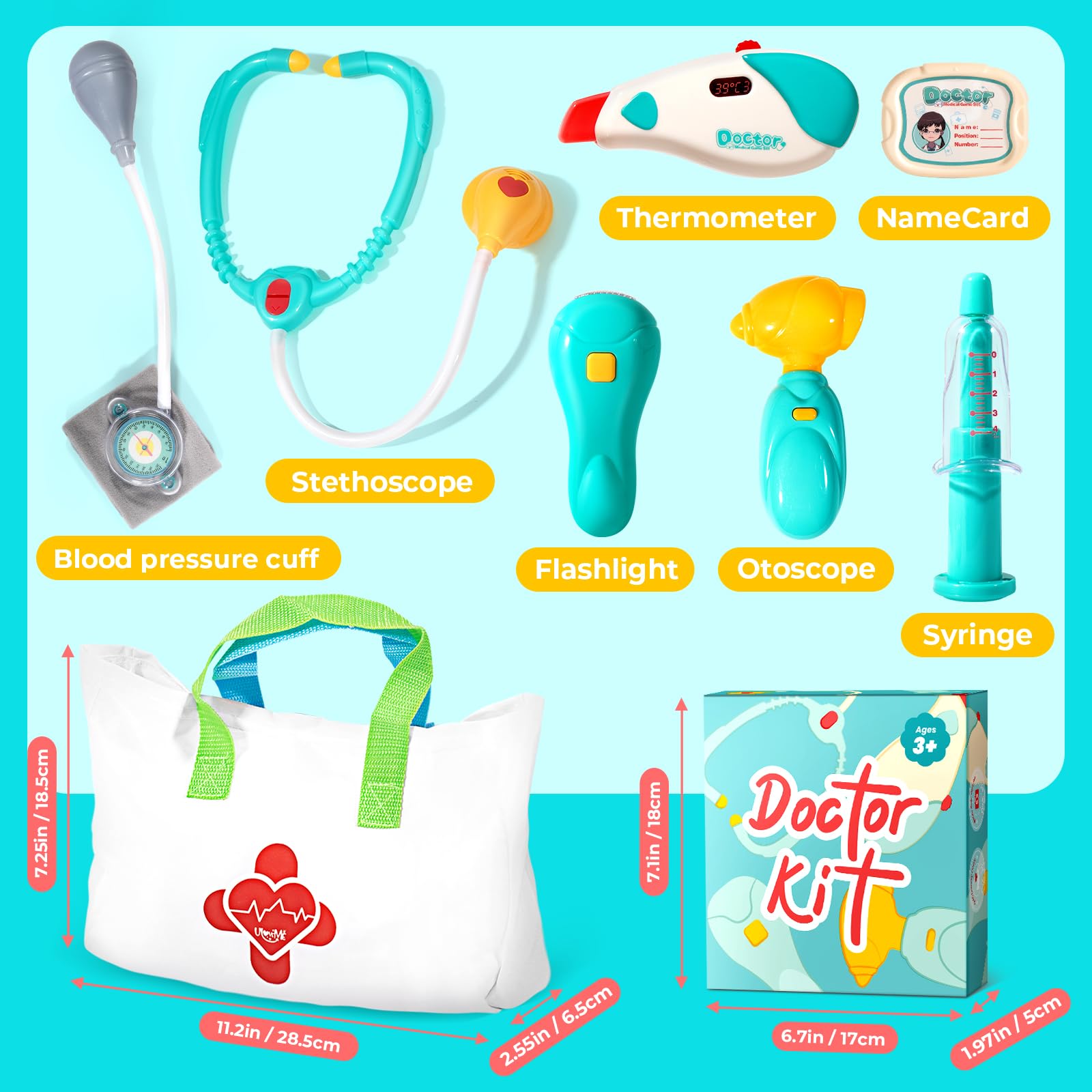 Foto 8 pulgar | Kit Médico Uloveme Para Niños De 3 A 5 Años Con Estetoscopio Y Bolsa - Venta Internacional.