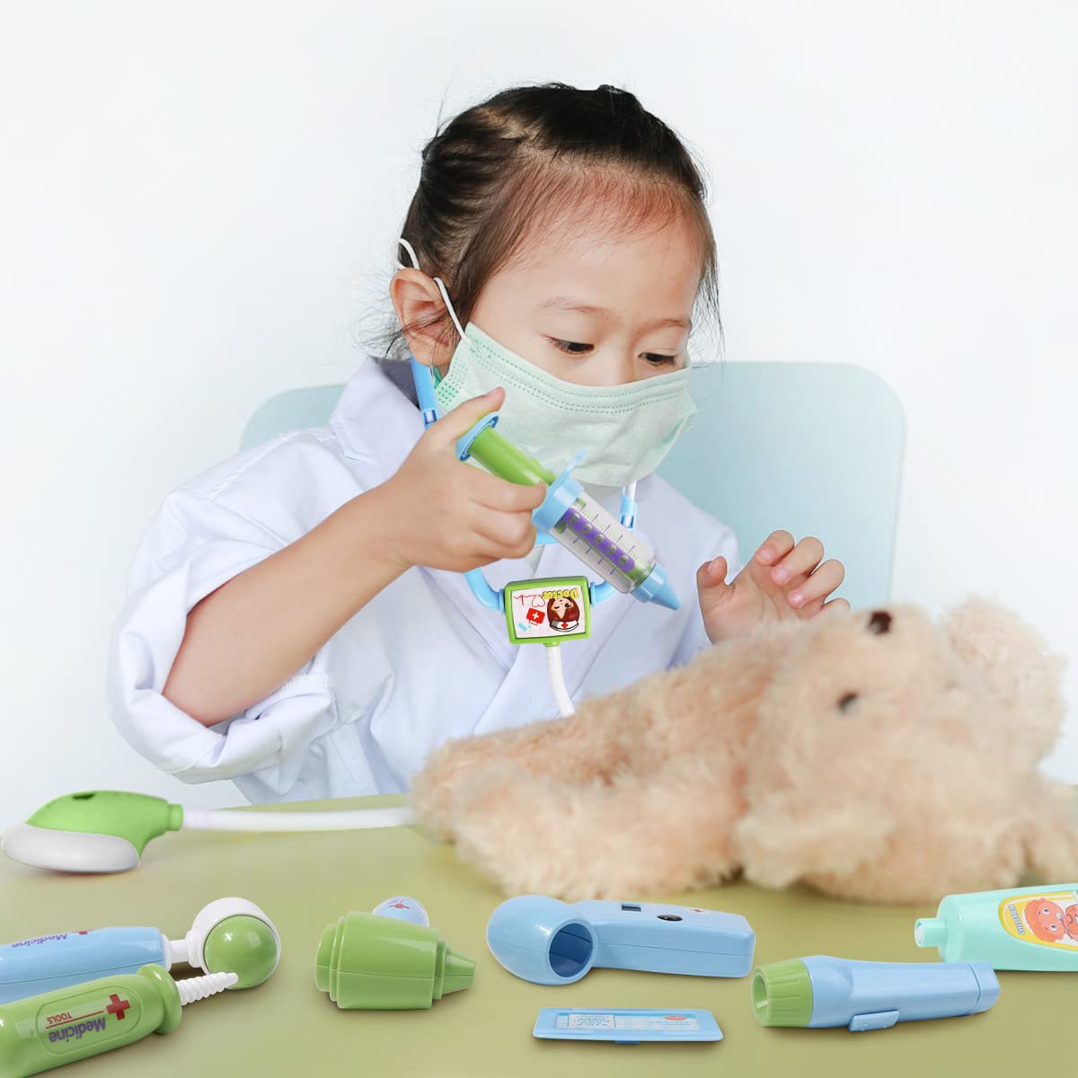 Foto 7 pulgar | Kit Médico De Juguete Loyo Para Niños Con 35 Piezas, Azul Y Verde - Venta Internacional.