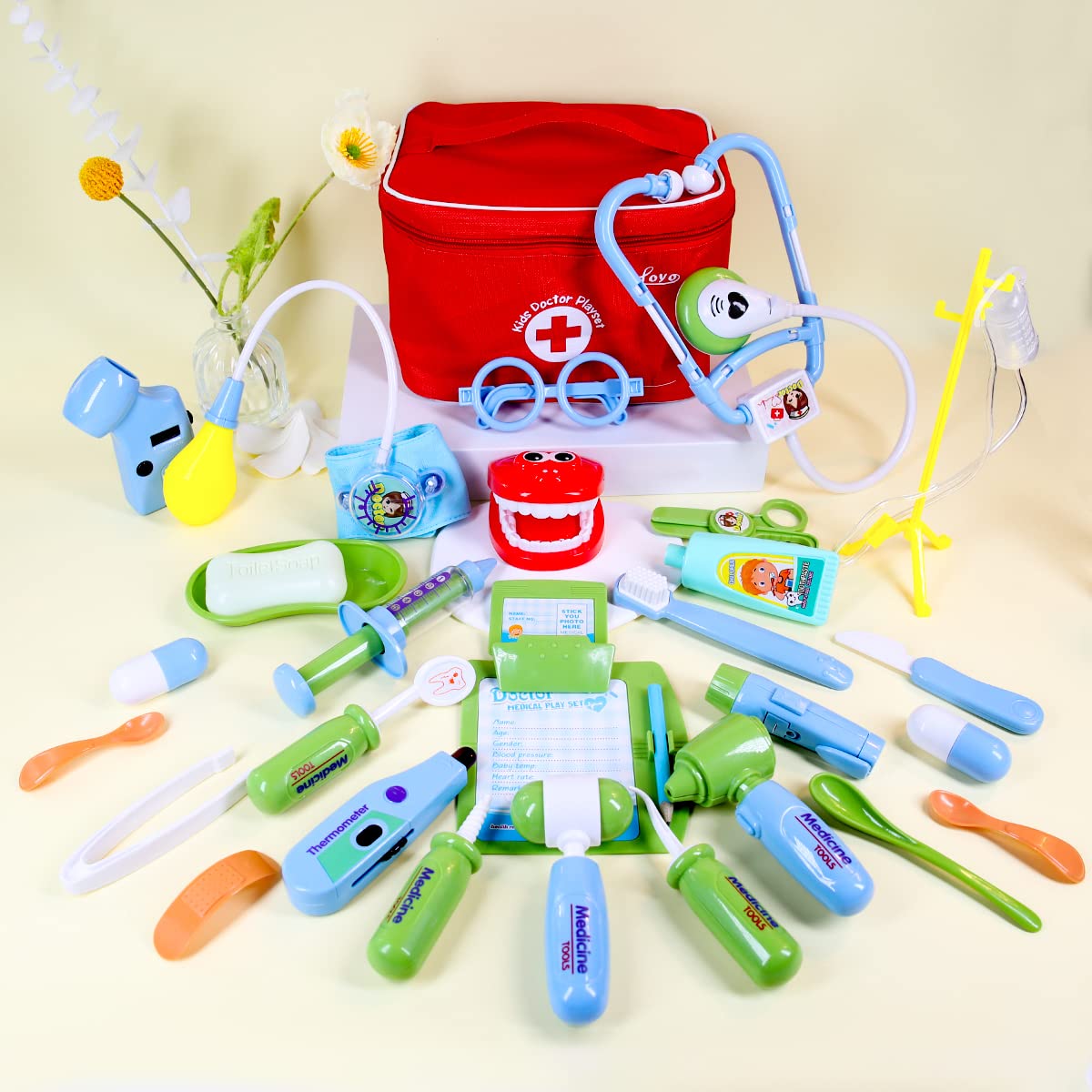 Foto 8 pulgar | Kit Médico De Juguete Loyo Para Niños Con 35 Piezas, Azul Y Verde - Venta Internacional.