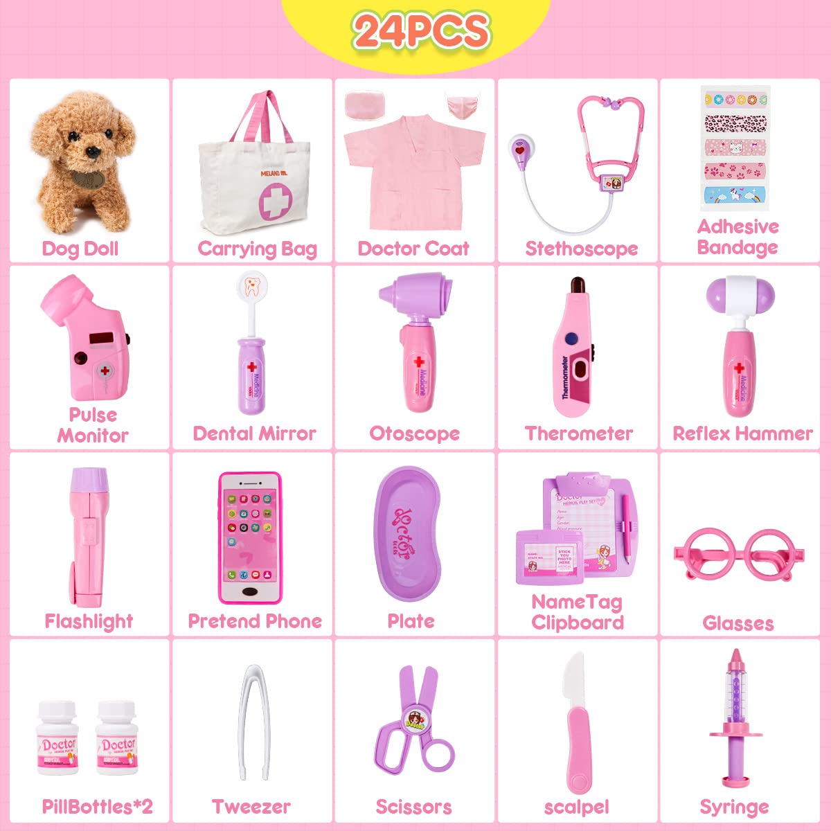 Foto 4 pulgar | Juguete Doctor Kit Meland para Niñas Con Juguete Para Perros Y Bolsa De Transporte - Venta Internacional