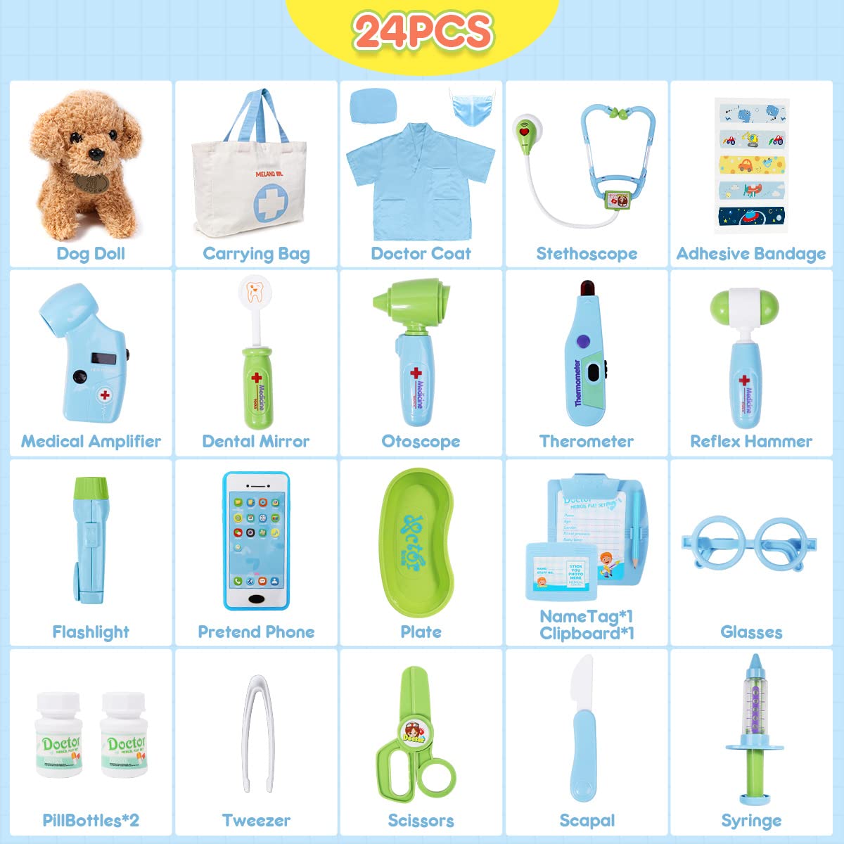 Foto 3 pulgar | Juguete Doctor Kit Meland Para Niños Con Juguete Para Perros Y Bolsa De Transporte - Venta Internacional.