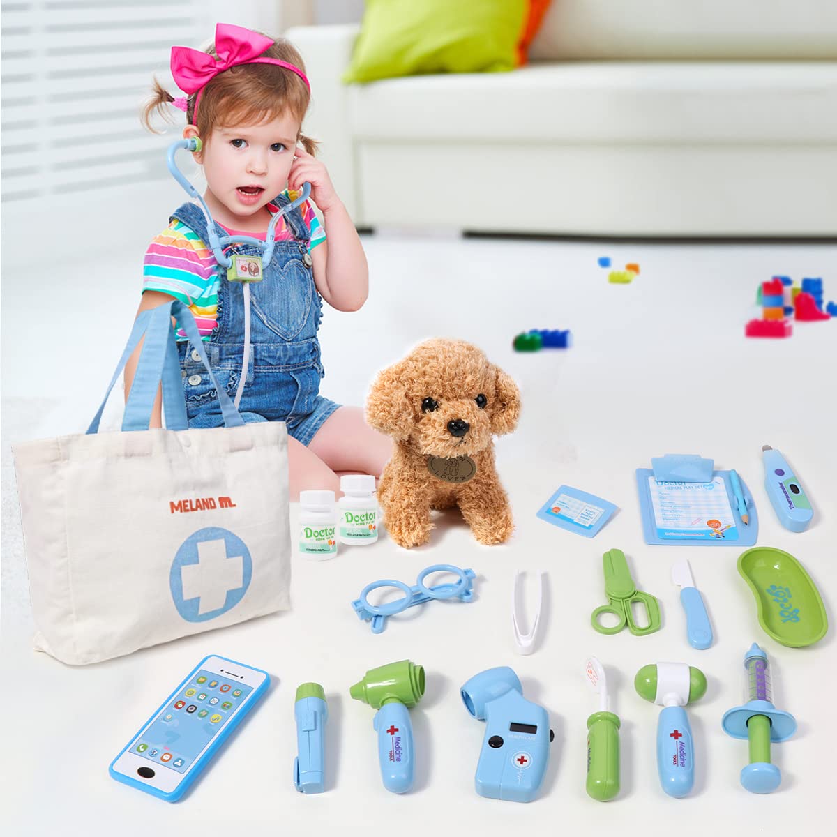 Foto 8 pulgar | Juguete Doctor Kit Meland Para Niños Con Juguete Para Perros Y Bolsa De Transporte - Venta Internacional.