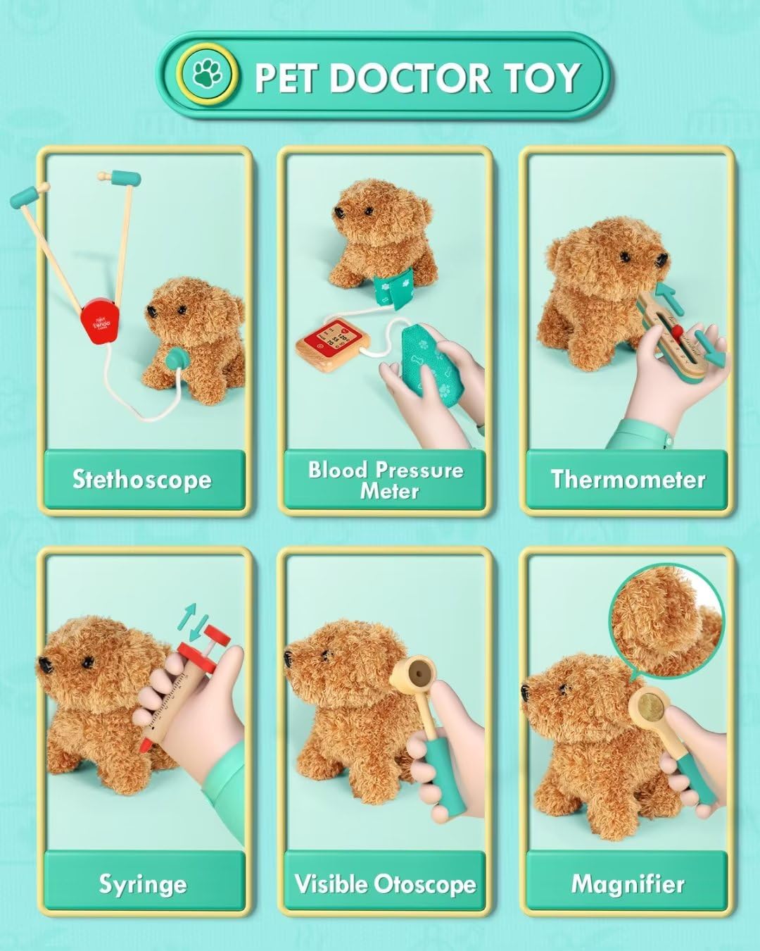 Foto 3 pulgar | Set De Juego Doctor Kit Lehoo Castle Vet Con Bolsa Para Perros Para Niños De 3 A 8 Años - Venta Internacional.