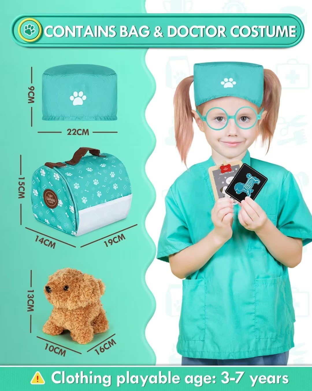 Foto 5 pulgar | Set De Juego Doctor Kit Lehoo Castle Vet Con Bolsa Para Perros Para Niños De 3 A 8 Años - Venta Internacional.