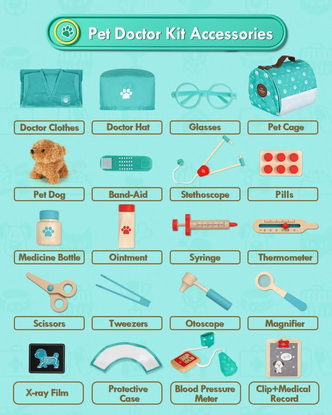 Foto 7 pulgar | Set De Juego Doctor Kit Lehoo Castle Vet Con Bolsa Para Perros Para Niños De 3 A 8 Años - Venta Internacional.