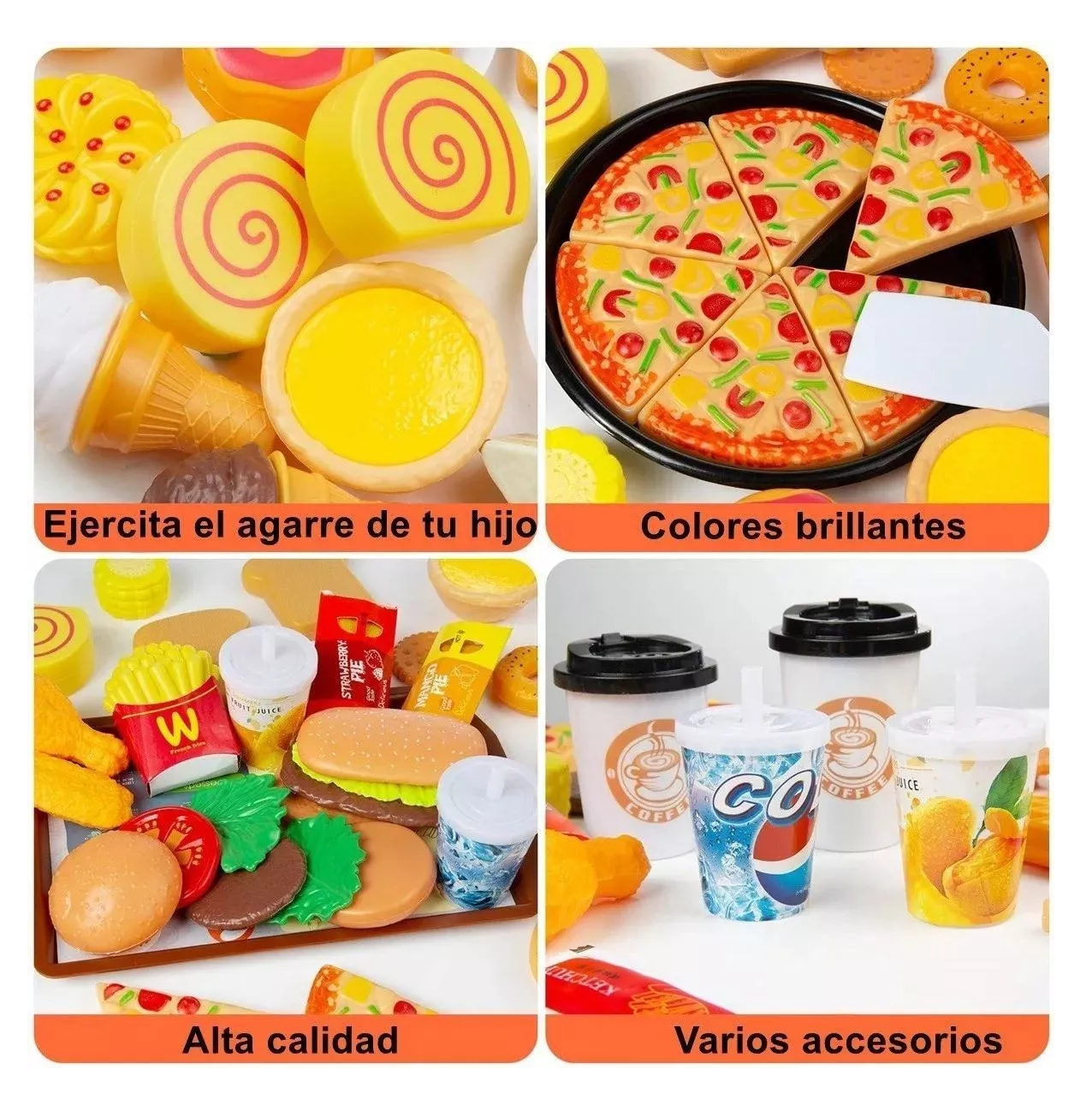 Foto 3 pulgar | Juego De Elementos De Cocina, Juguetes De Comida Para Niños Colores