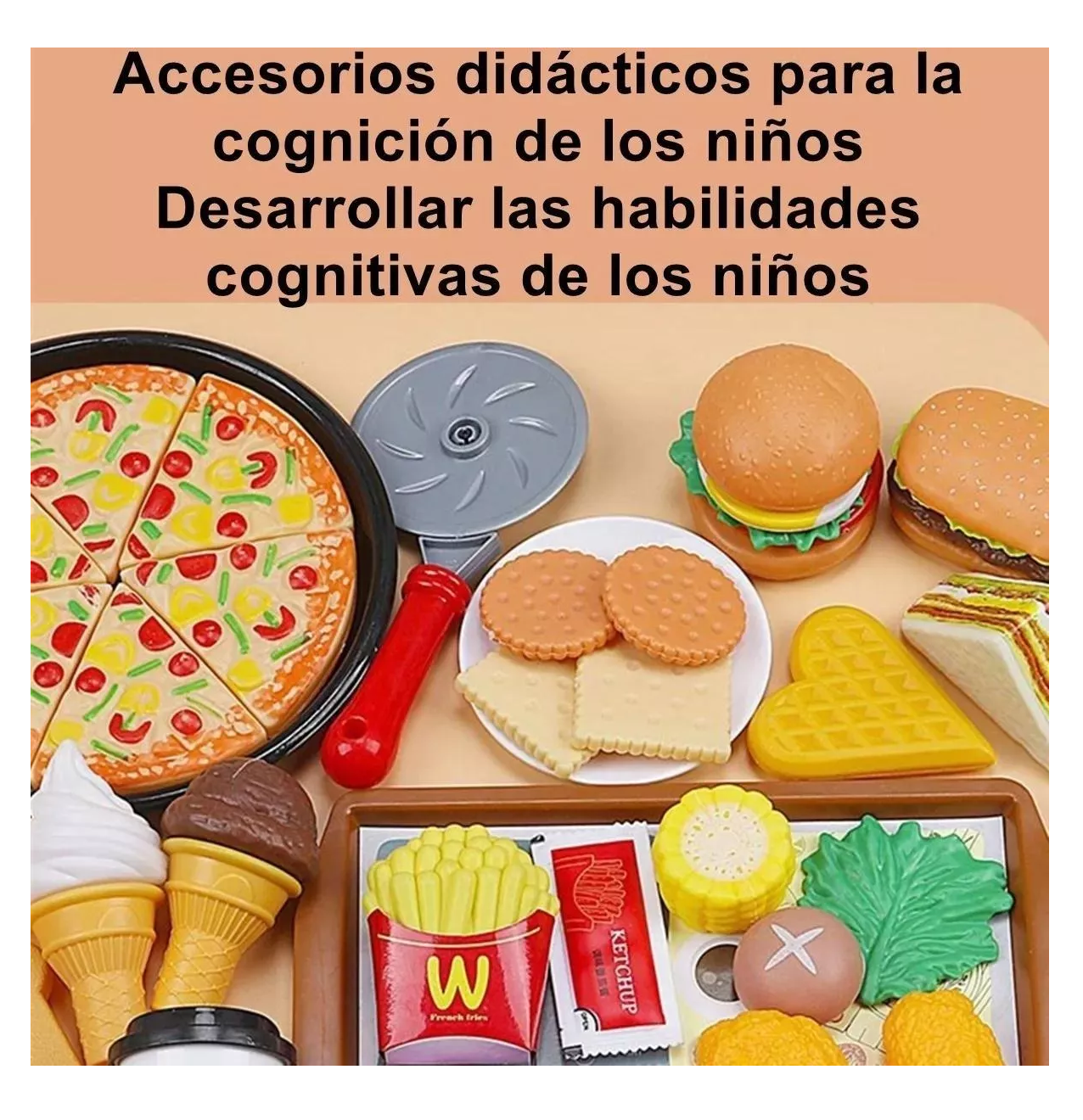 Foto 6 pulgar | Juego De Elementos De Cocina, Juguetes De Comida Para Niños Colores