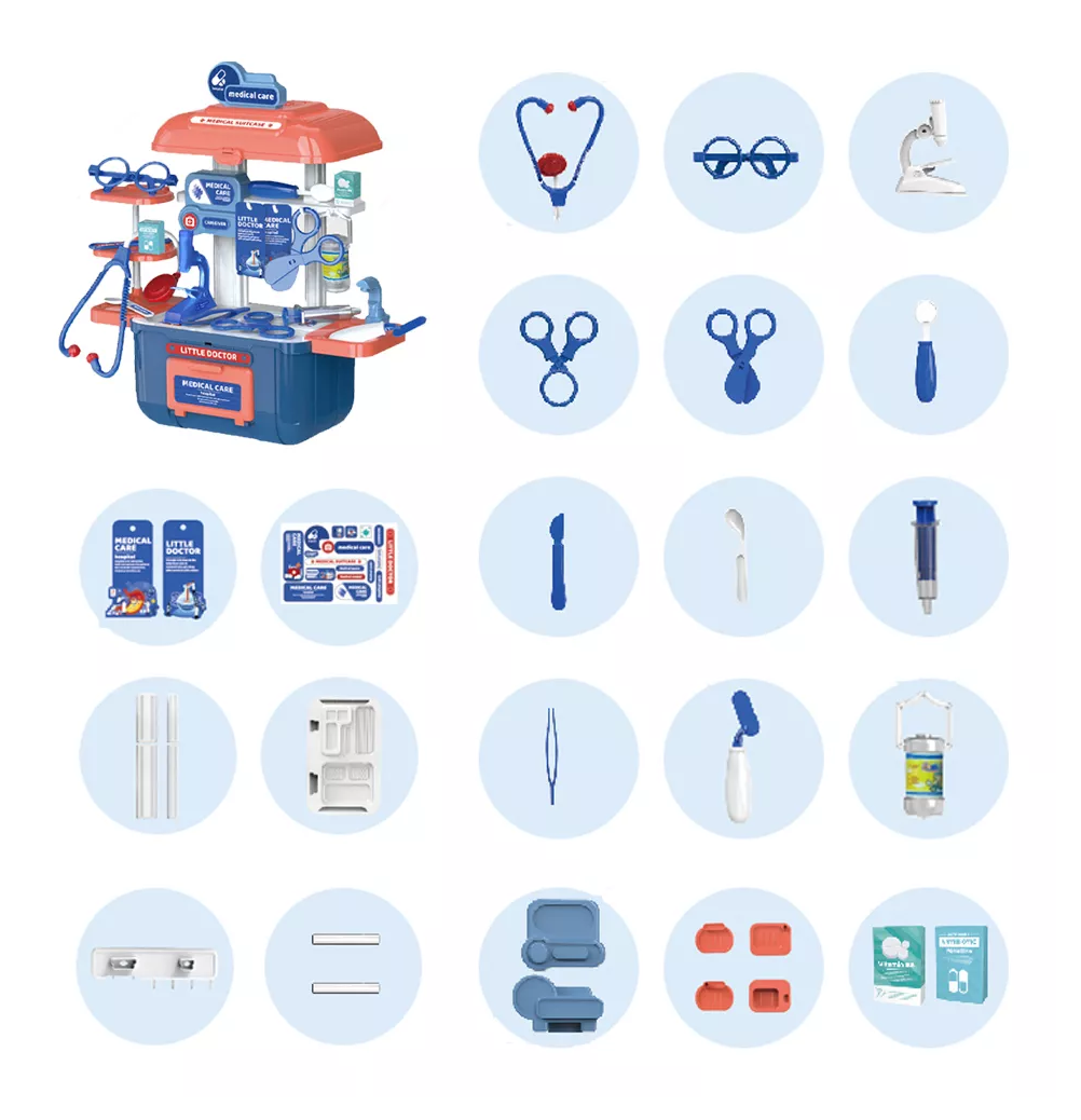 Foto 4 pulgar | Juguetes De Doctor Medicina Rol Para Niños Con Caja 33 Pcs, Blanco/azul